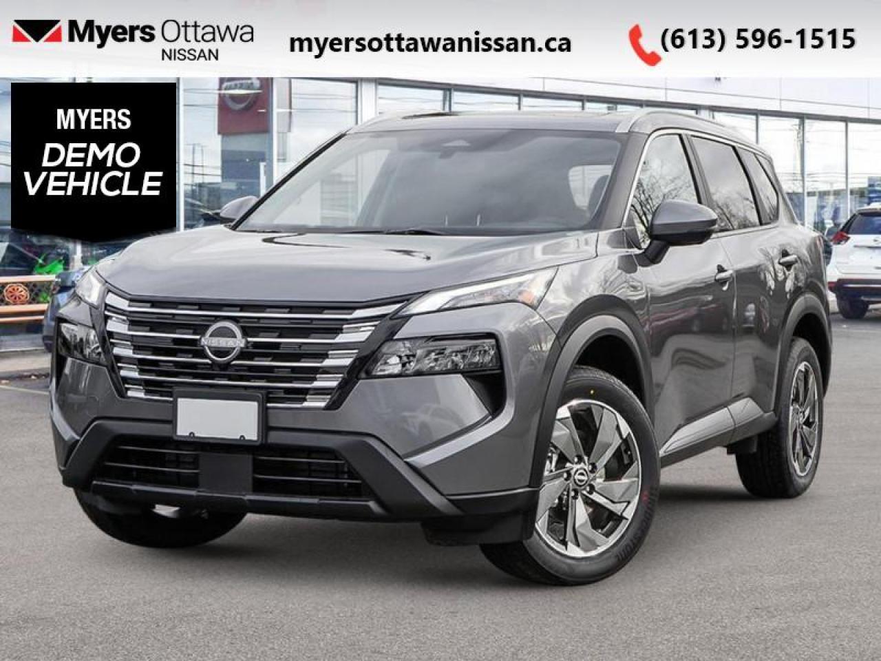 <b>Moonroof,  Power Liftgate,  Adaptive Cruise Control,  Alloy Wheels,  Heated Seats!</b><br> <br> <br> <br>  Capable of crossing over into every aspect of your life, this 2025 Rogue lets you stay focused on the adventure. <br> <br>Nissan was out for more than designing a good crossover in this 2025 Rogue. They were designing an experience. Whether your adventure takes you on a winding mountain path or finding the secrets within the city limits, this Rogue is up for it all. Spirited and refined with space for all your cargo and the biggest personalities, this Rogue is an easy choice for your next family vehicle.<br> <br> This gun metallic SUV  has an automatic transmission and is powered by a  201HP 1.5L 3 Cylinder Engine.<br> <br> Our Rogues trim level is SV Moonroof. Rogue SV steps things up with a power moonroof, a power liftgate for rear cargo access, adaptive cruise control and ProPilot Assist. Also standard include heated front heats, a heated leather steering wheel, mobile hotspot internet access, proximity key with remote engine start, dual-zone climate control, and an 8-inch infotainment screen with NissanConnect, Apple CarPlay, and Android Auto. Safety features also include lane departure warning, blind spot detection, front and rear collision mitigation, and rear parking sensors. This vehicle has been upgraded with the following features: Moonroof,  Power Liftgate,  Adaptive Cruise Control,  Alloy Wheels,  Heated Seats,  Heated Steering Wheel,  Mobile Hotspot.  This is a demonstrator vehicle driven by a member of our staff and has just 1189 kms.<br><br> <br>To apply right now for financing use this link : <a href=https://www.myersottawanissan.ca/finance target=_blank>https://www.myersottawanissan.ca/finance</a><br><br> <br/>    3.74% financing for 84 months. <br> Payments from <b>$596.87</b> monthly with $0 down for 84 months @ 3.74% APR O.A.C. ( Plus applicable taxes -  $621 Administration fee included. Licensing not included.    ).  Incentives expire 2025-07-31.  See dealer for details. <br> <br> <br>LEASING:<br><br>Estimated Lease Payment: $529/m <br>Payment based on 2.99% lease financing for 60 months with $0 down payment on approved credit. Total obligation $31,759. Mileage allowance of 16,000 KM/year. Offer expires 2025-07-31.<br><br><br><br> Come by and check out our fleet of 40+ used cars and trucks and 140+ new cars and trucks for sale in Ottawa.  o~o