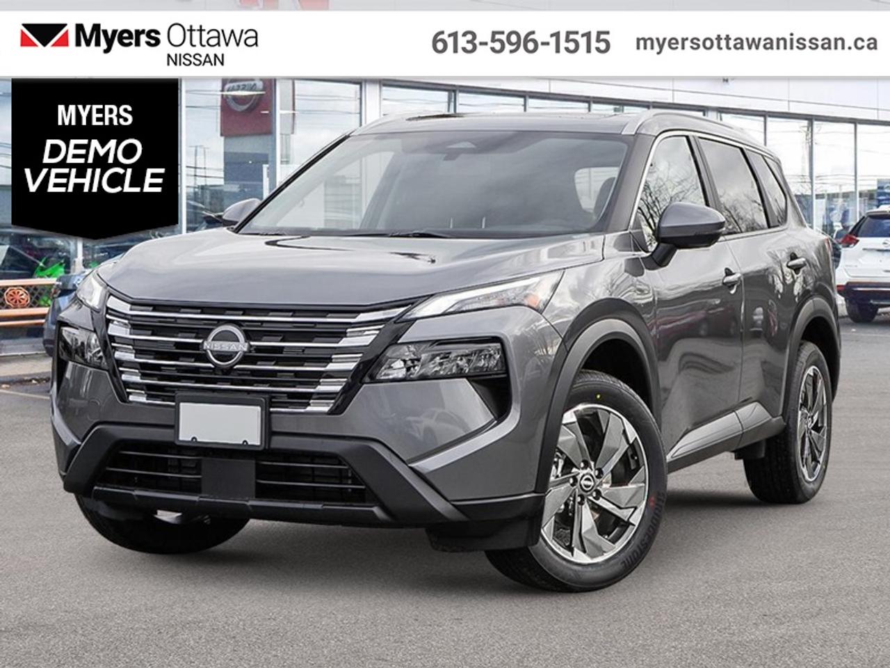 <b>Moonroof,  Power Liftgate,  Adaptive Cruise Control,  Alloy Wheels,  Heated Seats!</b><br> <br> <br> <br>This 2025 Rogue aims to exhilarate the soul and satisfy the need for a dependable family hauler. <br> <br>Nissan was out for more than designing a good crossover in this 2025 Rogue. They were designing an experience. Whether your adventure takes you on a winding mountain path or finding the secrets within the city limits, this Rogue is up for it all. Spirited and refined with space for all your cargo and the biggest personalities, this Rogue is an easy choice for your next family vehicle.<br> <br>This Gun Metallic SUV has an Automatic transmission and is powered by a 201HP 1.5L 3 Cylinder Engine. <br> <br> Our Rogues trim level is SV Moonroof. Rogue SV steps things up with a power moonroof, a power liftgate for rear cargo access, adaptive cruise control and ProPilot Assist. Also standard include heated front heats, a heated leather steering wheel, mobile hotspot internet access, proximity key with remote engine start, dual-zone climate control, and an 8-inch infotainment screen with NissanConnect, Apple CarPlay, and Android Auto. Safety features also include lane departure warning, blind spot detection, front and rear collision mitigation, and rear parking sensors. This vehicle has been upgraded with the following features: Moonroof, Power Liftgate, Adaptive Cruise Control, Alloy Wheels, Heated Seats, Heated Steering Wheel, Mobile Hotspot. This is a demonstrator vehicle driven by a member of our staff and has just 1189 km.<br><br> <br>To apply right now for financing use this link: <a href=https://www.myersottawanissan.ca/finance target=_blank>https://www.myersottawanissan.ca/finance</a><br><br> <br/> See dealer for details. <br> <br><br> Come by and check out our fleet of 20+ used cars and trucks and 60+ new cars and trucks for sale in Ottawa.  o~o
