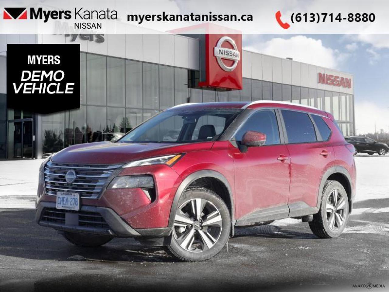 <b>Moonroof,  Power Liftgate,  Adaptive Cruise Control,  Alloy Wheels,  Heated Seats!</b><br> <br> <br> <br>  Generous cargo space and amazing flexibility mean this 2025 Rogue has space for all of lifes adventures. <br> <br>Nissan was out for more than designing a good crossover in this 2025 Rogue. They were designing an experience. Whether your adventure takes you on a winding mountain path or finding the secrets within the city limits, this Rogue is up for it all. Spirited and refined with space for all your cargo and the biggest personalities, this Rogue is an easy choice for your next family vehicle.<br> <br> This scarlet ember t SUV  has an automatic transmission and is powered by a  201HP 1.5L 3 Cylinder Engine.<br> <br> Our Rogues trim level is SV. Rogue SV steps things up with a power moonroof, a power liftgate for rear cargo access, adaptive cruise control and ProPilot Assist. Also standard include heated front heats, a heated leather steering wheel, mobile hotspot internet access, proximity key with remote engine start, dual-zone climate control, and an 8-inch infotainment screen with NissanConnect, Apple CarPlay, and Android Auto. Safety features also include lane departure warning, blind spot detection, front and rear collision mitigation, and rear parking sensors. This vehicle has been upgraded with the following features: Moonroof,  Power Liftgate,  Adaptive Cruise Control,  Alloy Wheels,  Heated Seats,  Heated Steering Wheel,  Mobile Hotspot.  This is a demonstrator vehicle driven by a member of our staff and has just 3100 kms.<br><br> <br/>    3.74% financing for 84 months. <br> Payments from <b>$596.69</b> monthly with $0 down for 84 months @ 3.74% APR O.A.C. ( Plus applicable taxes -  $621 Administration fee included. Licensing not included.    ).  Incentives expire 2025-07-31.  See dealer for details. <br> <br><br> Come by and check out our fleet of 60+ used cars and trucks and 170+ new cars and trucks for sale in Kanata.  o~o