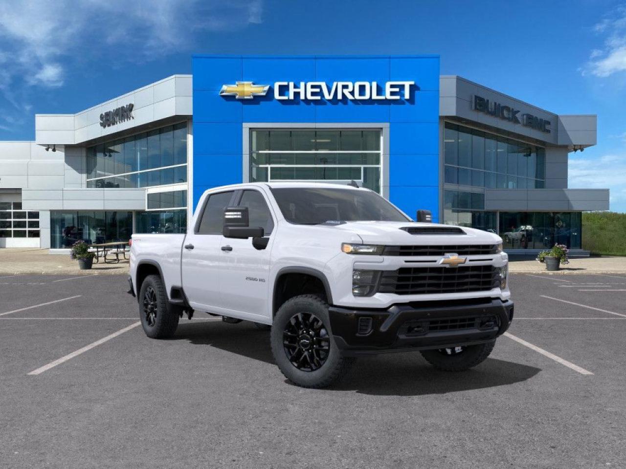 <b>Aluminum Wheels,  SiriusXM,  Trailering Package,  Apple CarPlay,  Android Auto!</b><br> <br> <br> <br>  Bold and burly, this Silverado 2500HD is built for the toughest jobs without breaking a sweat. <br> <br>This 2025 Silverado 2500HD is highly configurable work truck that can haul a colossal amount of weight thanks to its potent drivetrain. This truck also offers amazing interior features that nestle occupants in comfort and luxury, with a great selection of tech features. For heavy-duty activities and even long-haul trips, the Silverado 2500HD is all the truck youll ever need.<br> <br> This summit white Crew Cab 4X4 pickup   has an automatic transmission and is powered by a  401HP 6.6L 8 Cylinder Engine.<br> <br> Our Silverado 2500HDs trim level is Custom. Standard features include a trailering package with hitch guidance, machined aluminum wheels, SiriusXM satellite radio, heated trailering mirrors, a locking tailgate, Apple CarPlay and Android Auto, and remote keyless entry. Safety features also include automatic emergency braking, front pedestrian braking, lane departure warning, forward collision alert, and following distance indicator. This vehicle has been upgraded with the following features: Aluminum Wheels,  Siriusxm,  Trailering Package,  Apple Carplay,  Android Auto,  Remote Keyless Entry,  Front Pedestrian Braking. <br><br> <br>To apply right now for financing use this link : <a href=https://www.selkirkchevrolet.com/pre-qualify-for-financing/ target=_blank>https://www.selkirkchevrolet.com/pre-qualify-for-financing/</a><br><br> <br/> Weve discounted this vehicle $1610. Total  rebate of $5000 is reflected in the price.  Incentives expire 2025-04-30.  See dealer for details. <br> <br>Selkirk Chevrolet Buick GMC Ltd carries an impressive selection of new and pre-owned cars, crossovers and SUVs. No matter what vehicle you might have in mind, weve got the perfect fit for you. If youre looking to lease your next vehicle or finance it, we have competitive specials for you. We also have an extensive collection of quality pre-owned and certified vehicles at affordable prices. Winnipeg GMC, Chevrolet and Buick shoppers can visit us in Selkirk for all their automotive needs today! We are located at 1010 MANITOBA AVE SELKIRK, MB R1A 3T7 or via phone at 204-482-1010.<br> Come by and check out our fleet of 50+ used cars and trucks and 240+ new cars and trucks for sale in Selkirk.  o~o