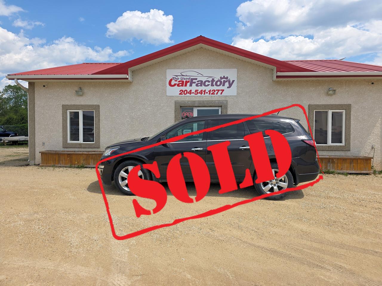 <p data-start=194 data-end=395>***SOLD***</p><p data-start=194 data-end=395>Looking for a spacious and reliable SUV?</p><p data-start=194 data-end=395>This&nbsp;<strong data-start=240 data-end=271>2016 Chevrolet Traverse AWD</strong>&nbsp;is in excellent condition, very well equipped , and ready for the road &ndash; perfect for families or anyone needing space and comfort.</p><p data-start=397 data-end=774>🔹&nbsp;<strong>Only 132,888 km, and Accident Free&nbsp;&nbsp;</strong><br data-start=414 data-end=417 />🔹&nbsp;<strong>Remote Entry with Remote Start-&nbsp;&nbsp;</strong>Get the temperature inside just right before you start your journey<br data-start=437 data-end=440 />🔹&nbsp;<strong data-start=443 data-end=462>All-Wheel Drive</strong>&nbsp;&ndash; Confident handling in all seasons<br data-start=498 data-end=501 />🔹&nbsp;<strong data-start=504 data-end=528>Loaded with Features</strong>&nbsp;&ndash; Power, heated seats, Bluetooth, backup camera & more<br data-start=585 data-end=588 />🔹&nbsp;<strong data-start=591 data-end=639>Power Sunroof Front + Rear Fixed Glass Panel</strong>&nbsp;&ndash; Bright, open cabin feel<br data-start=665 data-end=668 />🔹&nbsp;<strong data-start=671 data-end=694>7-Passenger Seating</strong>&nbsp;&ndash; Room for everyone<br data-start=714 data-end=717 />🔹&nbsp;<strong data-start=720 data-end=740>Strong V6 engine</strong> &ndash; Smooth and powerful performance</p><p data-start=397 data-end=774>🔹<strong> Trailering Package&nbsp;</strong> &ndash; Heavy Duty Cooling System, A Trailer Hitch, and Wiring.</p><p data-start=397 data-end=774>&nbsp;</p><p data-start=397 data-end=774><strong>Comes with a 6 month Warranty at no extra cost !</strong></p><p>&nbsp;</p><p data-start=776 data-end=878>Meticulously maintained and very clean inside and out. A great SUV with style, safety, and capability.</p><p>We offer on -the- spot financing; we finance all levels of credit.</p><p>All our vehicles come with a Manitoba safety.</p><p>Proud members of The Manitoba Used Car Dealer Association as well as the Manitoba Chamber of Commerce.</p><p>All payments, and prices, are plus applicable taxes. The Used Car Factorys Dealers permit is #4821</p><p>&nbsp;</p>
