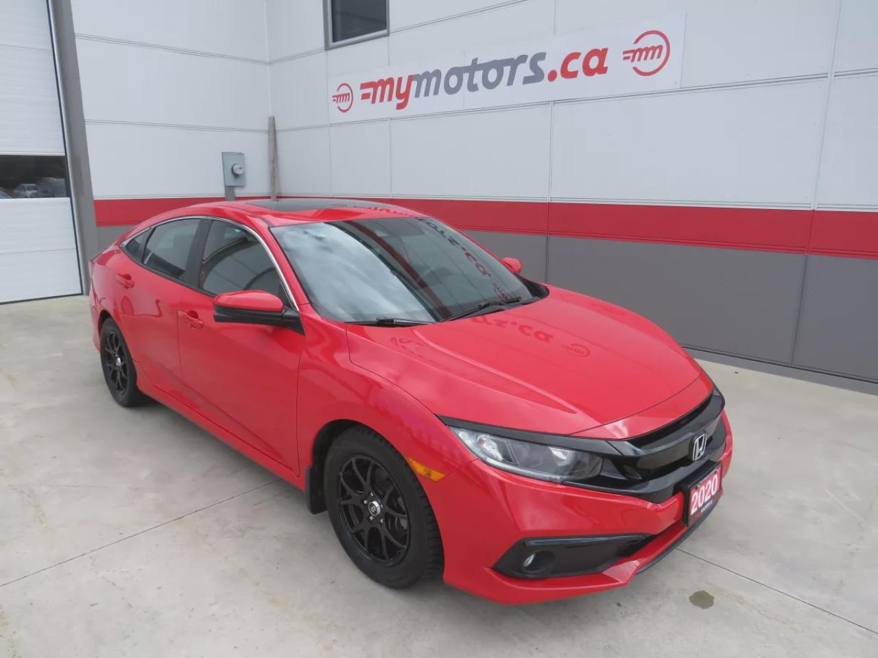 Used 2020 Honda Civic Sedan Sport (**AFTERMARKET ENKE1 ALLOY RIMS!!**SUNROOF**REMOTE START**POWER SEATS**REVERSE CAMERA**TRACTION CONTROL**LANE ASSIST**COLLISION AVOIDANCE**PUSH BUTTON START**CRUISE CONTROL**BLUETOOTH**DIGITAL TOUCHSCREEN**) to Sport (**AFTERMARKET ENKEI ALLOY for sale in Tillsonburg, ON