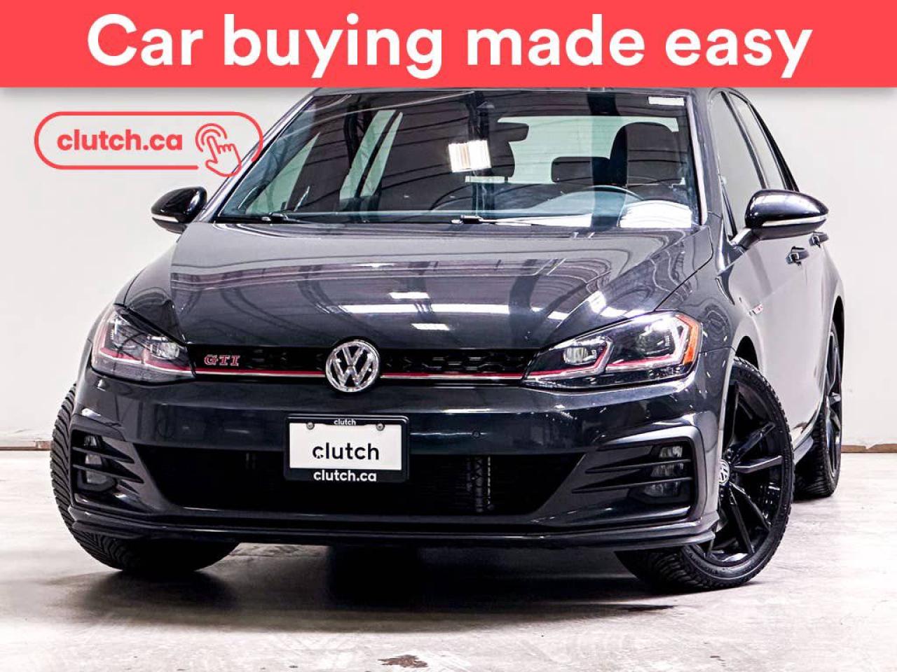 NO ACCIDENTS / CLEAN CARFAX / Auto Dimming Rearview Mirror, Front Heated Seats, Dual Zone Front Climate Control and more!<br> <br>Clutch is the largest online used car retailer in Canada, delivering a seamless, hassle-free car-buying experience to drivers everywhere. Shop hundreds of used cars online, get the right one delivered to your door, and enjoy peace of mind with our optional 10-Day Money-Back Guarantee. How sweet is that? To learn more, visit clutch.ca.<br> <br>The top features for this 2019 Volkswagen Golf GTI include:<br> <br>Auto Stop/Start<br>Auto Dimming Rearview Mirror<br>Front Heated Seats<br>Dual Zone Front Climate Control<br>Bluetooth Music<br>Touchscreen Display<br>Cruise Control<br>12V Outlet<br>Apple CarPlay<br>Android Auto<br>USB Input<br>Rear Cross Traffic Alert<br>Rear View Camera<br>Premium Sound System<br>Push Button Start<br>Adaptive Cruise Control<br>Blindspot Sensors<br>Lane Departure Warning<br>Parking Sensors<br> <br>Seamless home delivery - Delivery to your door in a matter of days. Available on select packages.<br> <br>Try it out for 10 days - If you do not like it, we will take it back. Available on select packages. <br> <br>Quality assured - All cars go through our rigorous 210-point inspection and reconditioning process.<br> <br>Peace of mind - Optional 3-month Standard Warranty, with additional warranty options available.<br> <br>Haggle-free - No haggling or hard sells.<br> <br>100% Transparency - Full inspection reports on every car, including high-res photography and a free Carfax report.<br> <br>Listed price is for cash purchase only and does not include taxes, Shipping Fees (if applicable), Delivery Fees (if applicable), government licensing fees. 10-day Money Back Guarantee, 3-month Standard Warranty, and home delivery are available with select packages.<br> <br>Previous Provincial Registrations:<br>Ontario<br> <br>Stock # 48646