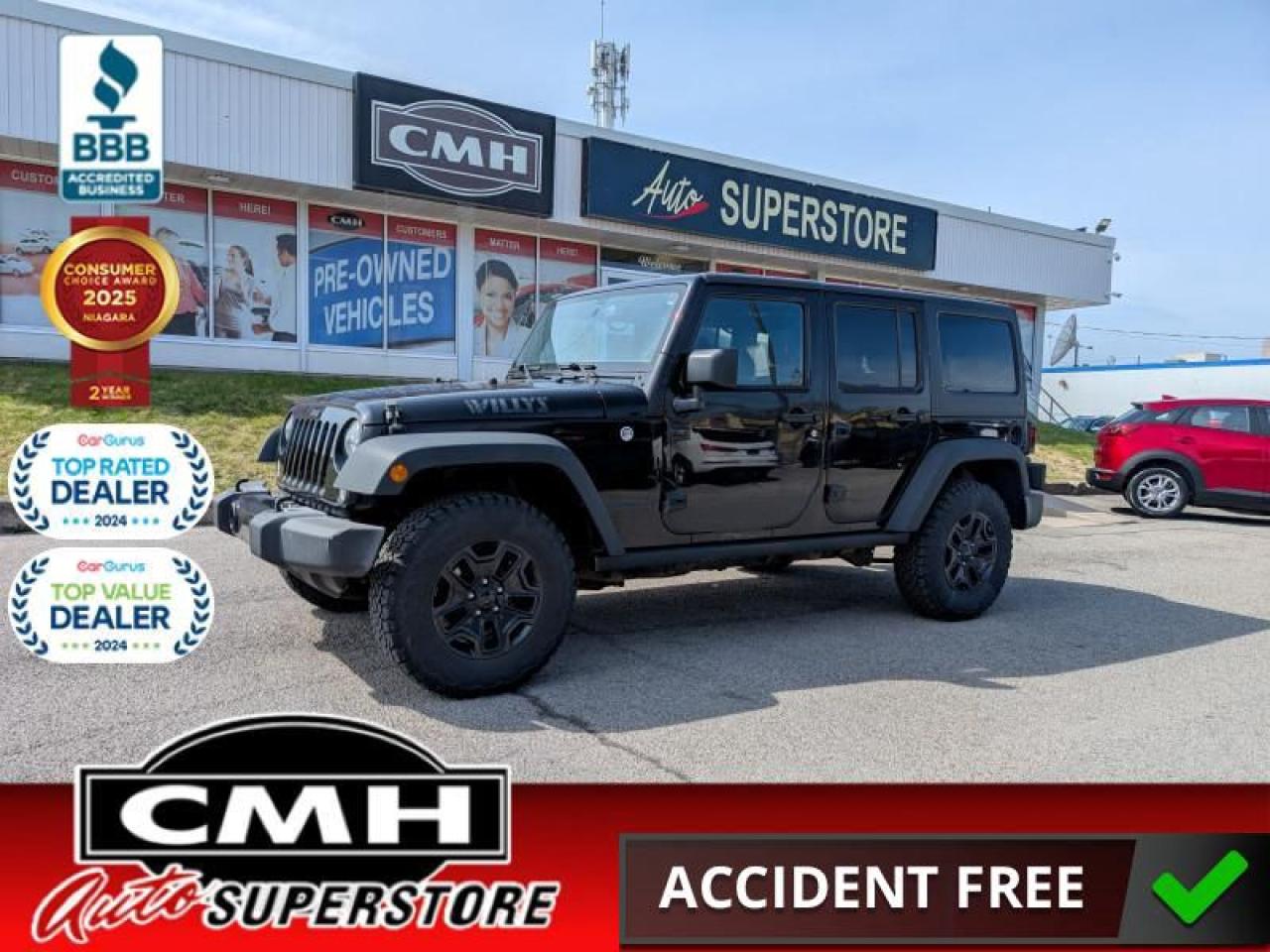 2016 Jeep Wrangler Unlimited Willys Wheeler  **CLEAN CF - 1 OWNER**