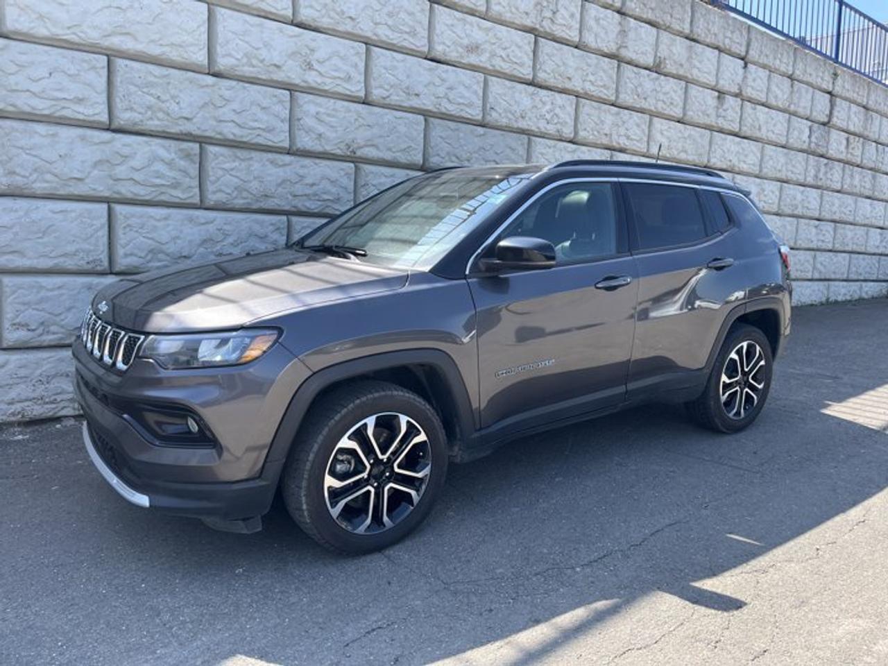 New Price!CARFAX Canada Low KilometerCARFAX Canada No Reported AccidentsGranite Crystal Metallic Clearcoat 2023 Jeep Compass Limited 4WD 8-Speed Automatic 2.0L I4 DOHC4WD, 1-Year SiriusXM Radio Service, 10.1 Touchscreen Display, 3.73 Final Drive Ratio, 4-Wheel Disc Brakes, 6 Speakers, ABS brakes, Air Conditioning, Alloy wheels, AM/FM radio: SiriusXM with 360L, Anti-whiplash front head restraints, Apple CarPlay/Android Auto, Auto High-beam Headlights, Auto-dimming Rear-View mirror, Automatic temperature control, Brake assist, Bumpers: body-colour, Delay-off headlights, Disassociated Touchscreen Display, Driver door bin, Driver vanity mirror, Dual front impact airbags, Dual front side impact airbags, Dual-Pane Panoramic Sunroof, Electronic Stability Control, Four wheel independent suspension, Front anti-roll bar, Front Bucket Seats, Front dual zone A/C, Front fog lights, Front reading lights, Fully automatic headlights, Garage door transmitter, Heated door mirrors, Heated front seats, Heated steering wheel, Illuminated entry, Knee airbag, Leather Shift Knob, Leatherette Seats, Low tire pressure warning, Occupant sensing airbag, Outside temperature display, Overhead airbag, Overhead console, Panic alarm, ParkView Rear Back-Up Camera, Passenger door bin, Passenger vanity mirror, Power door mirrors, Power driver seat, Power steering, Power windows, Premium Alpine Speaker System, Quick Order Package 29G Limited, Radio: Uconnect 5 w/10.1 Display, Rain sensing wipers, Rear anti-roll bar, Rear window defroster, Rear window wiper, Remote keyless entry, Security system, Speed control, Split folding rear seat, Spoiler, Steering wheel mounted audio controls, Sun & Sound Group, Tachometer, Telescoping steering wheel, Tilt steering wheel, Traction control, Turn signal indicator mirrors, Variably intermittent wipers, Wheels: 18 x 7 Painted Diamond Cut Aluminum.Certification Program Details: 80 Point Inspection Fresh Oil Change Full Vehicle Detail Full tank of Gas 2 Years Fresh MVI Brake through InspectionAt Steele GMC Buick Fredericton, were proud to be your Used Car Mega Center serving drivers all across Atlantic Canada from Fredericton, Oromocto, New Maryland, Woodstock, Saint John, and Moncton in New Brunswick, to Nova Scotia, Prince Edward Island, and Newfoundland. Our inventory features all makes and models of used cars, trucks, SUVs, and vans, giving you the best selection in the region. Whether you need a fuel-efficient sedan, a family SUV, or a rugged pickup, youll find it right here at Steele GMC Buick Fredericton. With our Market Value Pricing, every vehicle is priced based on real-time market conditions, ensuring you get the best possible deal without the hassle of negotiating. We keep pricing transparent and competitive so you can shop with total confidence. No matter your credit situation good, bad, or no credit at all youre approved. Our finance experts work with lenders across Atlantic Canada to find the best terms for your budget, including second-chance financing, newcomer programs, and credit rebuilding solutions. As part of Steele Auto Group, Atlantic Canadas most diversified automotive group with 47 dealerships representing 27 brands, we offer unmatched selection, buying power, and customer support. That means if the vehicle you want isnt on our Fredericton lot, we can source it quickly from our massive dealer network across the Maritimes. When it comes to used vehicles, Steele GMC Buick Fredericton is the destination for drivers all across Atlantic Canada delivering market value pricing, every make and model, and guaranteed credit approval so you can get on the road with confidence.Steele Auto Group is the most diversified group of automobile dealerships in Atlantic Canada, with 47 dealerships selling 27 brands and an employee base of well over 2300.