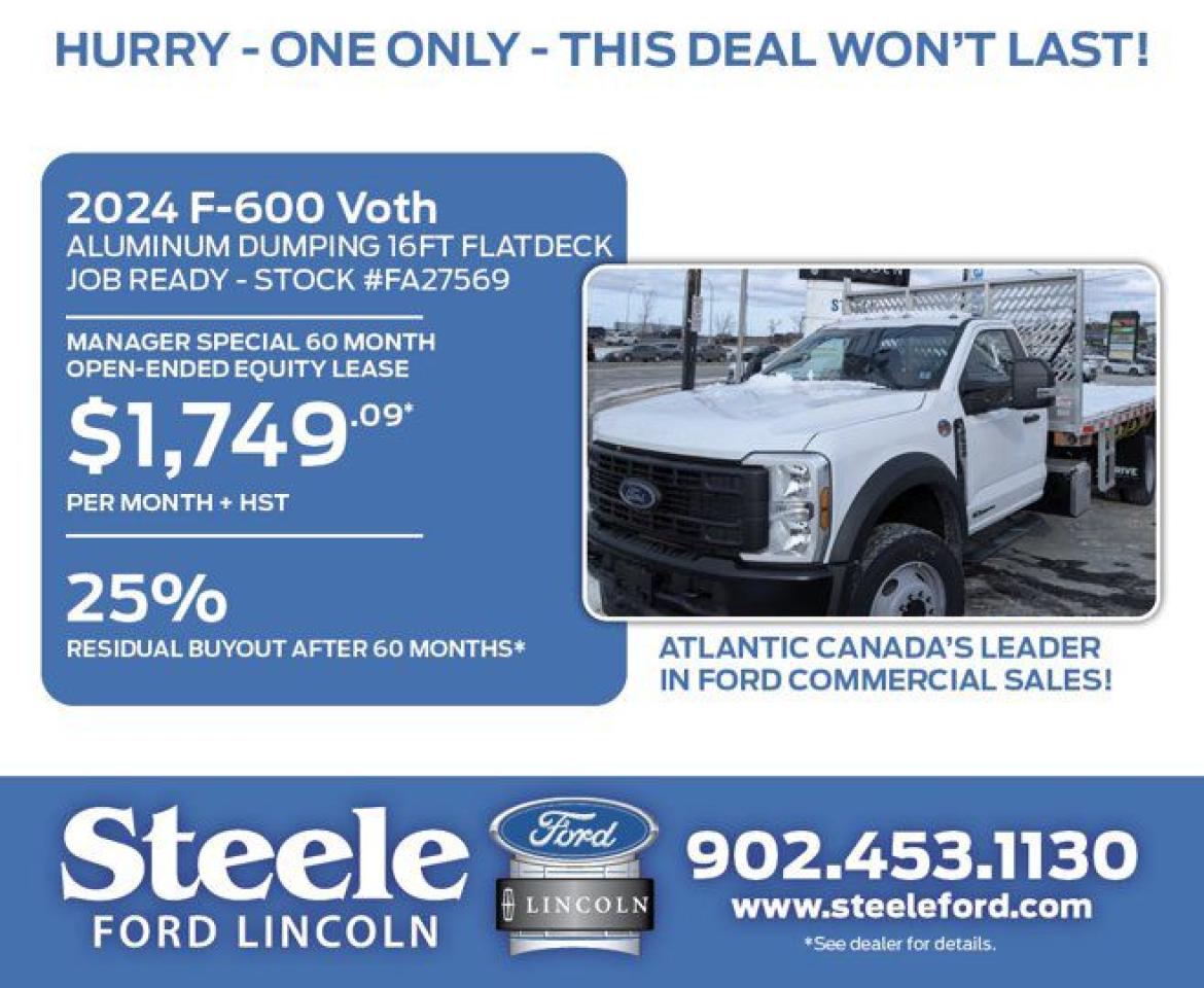 New 2024 Ford Super Duty F-600 DRW XL 16' Alum / Dumping Flat Deck for sale in Halifax, NS