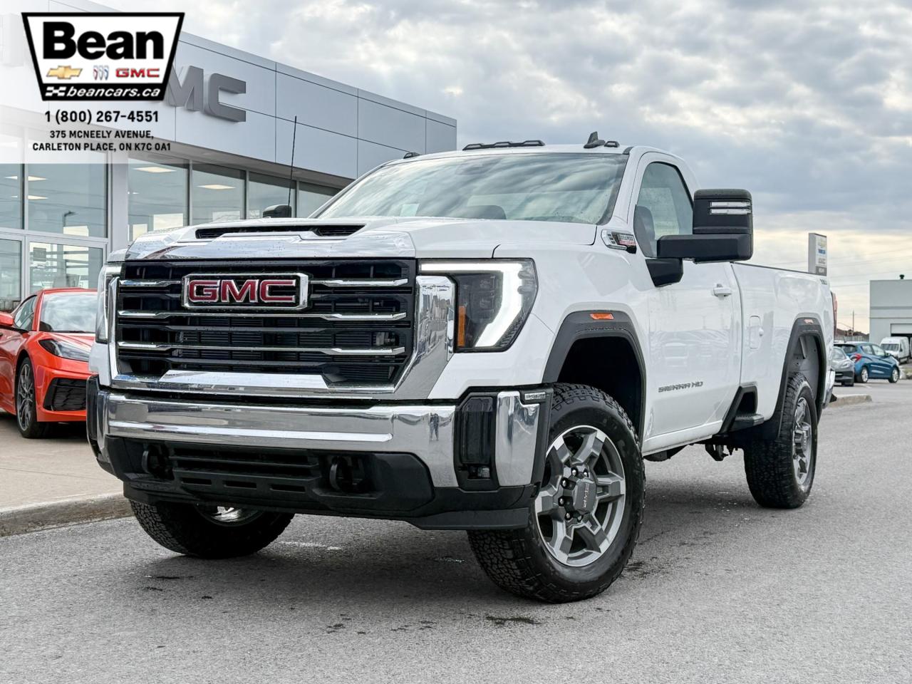 New 2025 GMC Sierra 3500 HD SLE 6.6L V8 DURAMAX WITH REMOTE START/ENTRY, HEATED SEATS, HEATED STEERING WHEEL, CRUISE CONTROL, VINYL FLOORING, HD REAR VISION CAMERA, APPLE CARPLAY AND ANDROID AUTO for sale in Carleton Place, ON