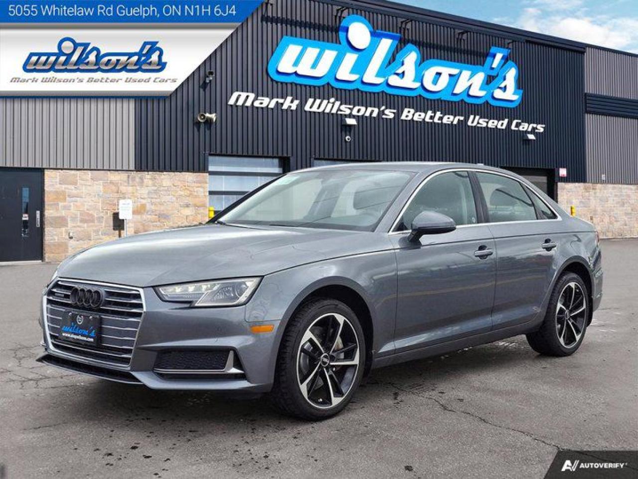 Used 2019 Audi A4 Sedan Komfort Quattro | Leather | Sunroof | Heated Seats | Power Seat | Rear Camera | Alloy Wheels & More! for sale in Guelph, ON