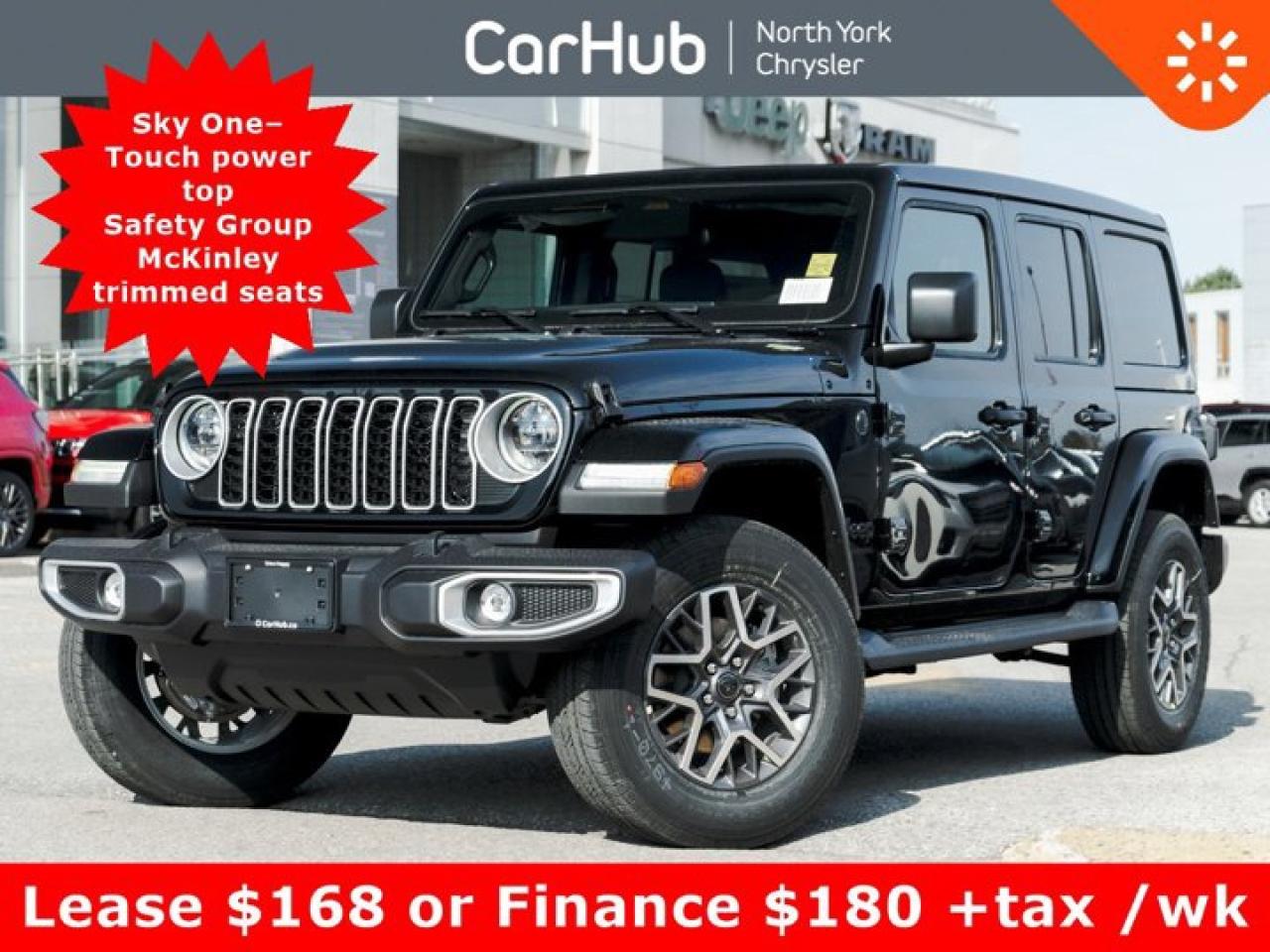New 2025 Jeep Wrangler Sahara Sky 1Touch power top Safety Group McKinley trimmed seats for sale in Thornhill, ON