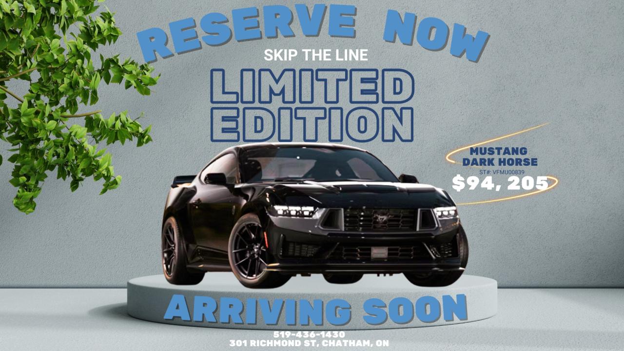 New 2025 Ford Mustang Dark Horse RESERVE NOW! | INCOMING UNIT! | for sale in Chatham, ON