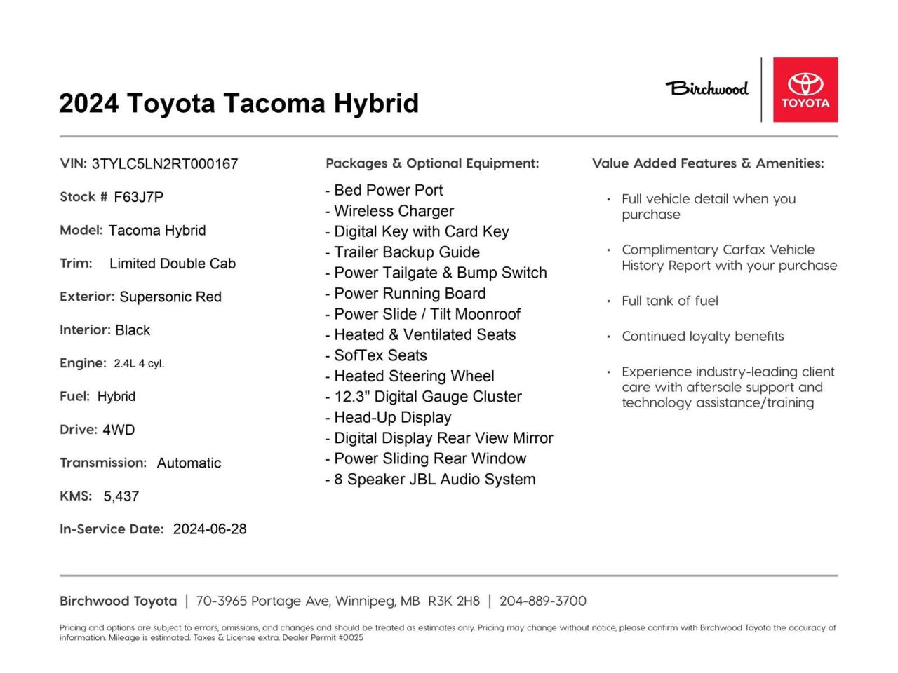 Used 2024 Toyota Tacoma Hybrid Limited | CPO | HUD | Ventilated Seats for sale in Winnipeg, MB