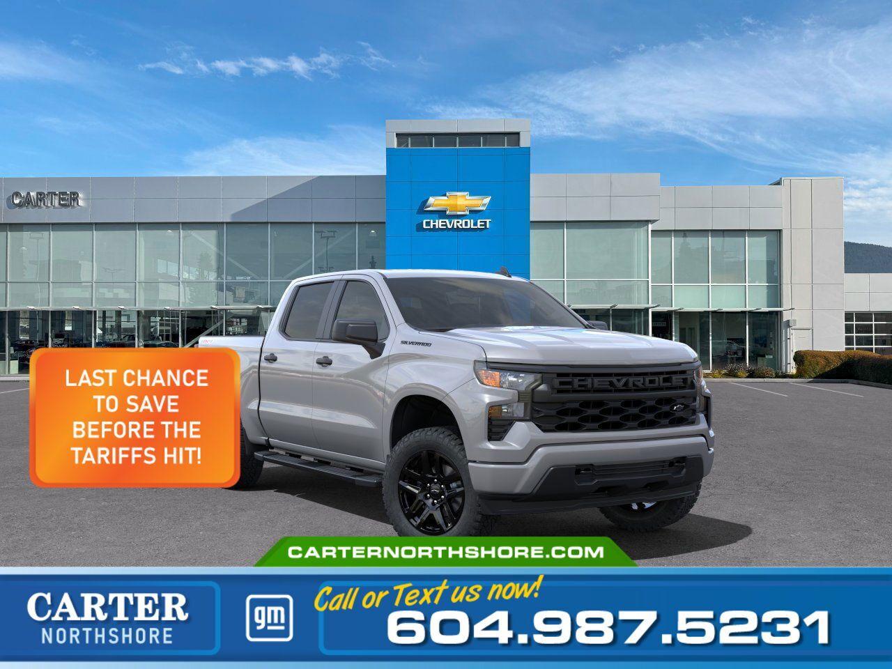 New 2025 Chevrolet Silverado 1500 CUSTOM/SHORT BOX CREW CAB 4WD for sale in North Vancouver, BC