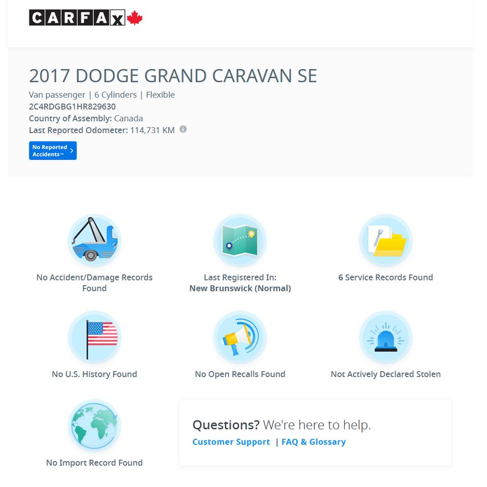 2017 Dodge Grand Caravan Canada Value PKG+A/C+CLEAN CARFAX+ACCIDENT FREE Photo