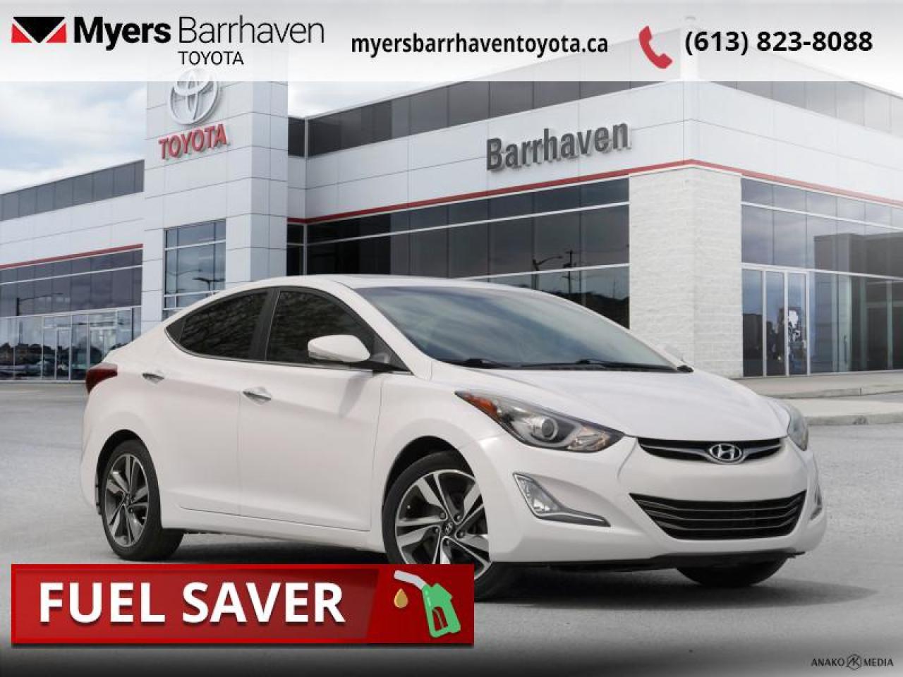 Compare at $15494 - Our Live Market Price is just $14898! <br> <br>   A comfortable and well built cabin and lots of standard features are just some of the things the 2014 Hyundai Elantra Offers. This  2014 Hyundai Elantra is fresh on our lot in Ottawa. <br> <br>The 2014 Hyundai Elantra is one of the top picks for an economical compact sedan. For this years Hyundai Elantra sedan receives numerous changes, including slight cosmetic modifications inside and out, a new Sport trim level with a more powerful engine, upgraded infotainment features and a quieter cabin.This  sedan has 95,233 kms. Its  nice in colour  and is completely accident free based on the <a href=https://vhr.carfax.ca/?id=ctjGtEyAfQNQuOizfjMwDv2ZbNpJzEh0 target=_blank>CARFAX Report</a> . It has an automatic transmission and is powered by a  173HP 2.0L 4 Cylinder Engine.  It may have some remaining factory warranty, please check with dealer for details. <br> <br>To apply right now for financing use this link : <a href=https://www.myersbarrhaventoyota.ca/quick-approval/ target=_blank>https://www.myersbarrhaventoyota.ca/quick-approval/</a><br><br> <br/><br> Buy this vehicle now for the lowest bi-weekly payment of <b>$224.61</b> with $0 down for 36 months @ 10.99% APR O.A.C. ( Plus applicable taxes -  Plus applicable fees   ).  See dealer for details. <br> <br>At Myers Barrhaven Toyota we pride ourselves in offering highly desirable pre-owned vehicles. We truly hand pick all our vehicles to offer only the best vehicles to our customers. No two used cars are alike, this is why we have our trained Toyota technicians highly scrutinize all our trade ins and purchases to ensure we can put the Myers seal of approval. Every year we evaluate 1000s of vehicles and only 10-15% meet the Myers Barrhaven Toyota standards. At the end of the day we have mutual interest in selling only the best as we back all our pre-owned vehicles with the Myers *LIFETIME ENGINE TRANSMISSION warranty. Thats right *LIFETIME ENGINE TRANSMISSION warranty, were in this together! If we dont have what youre looking for not to worry, our experienced buyer can help you find the car of your dreams! Ever heard of getting top dollar for your trade but not really sure if you were? Here we leave nothing to chance, every trade-in we appraise goes up onto a live online auction and we get buyers coast to coast and in the USA trying to bid for your trade. This means we simultaneously expose your car to 1000s of buyers to get you top trade in value. <br>We service all makes and models in our new state of the art facility where you can enjoy the convenience of our onsite restaurant, service loaners, shuttle van, free Wi-Fi, Enterprise Rent-A-Car, on-site tire storage and complementary drink. Come see why many Toyota owners are making the switch to Myers Barrhaven Toyota. <br>*LIFETIME ENGINE TRANSMISSION WARRANTY NOT AVAILABLE ON VEHICLES WITH KMS EXCEEDING 140,000KM, VEHICLES 8 YEARS & OLDER, OR HIGHLINE BRAND VEHICLE(eg. BMW, INFINITI. CADILLAC, LEXUS...) o~o