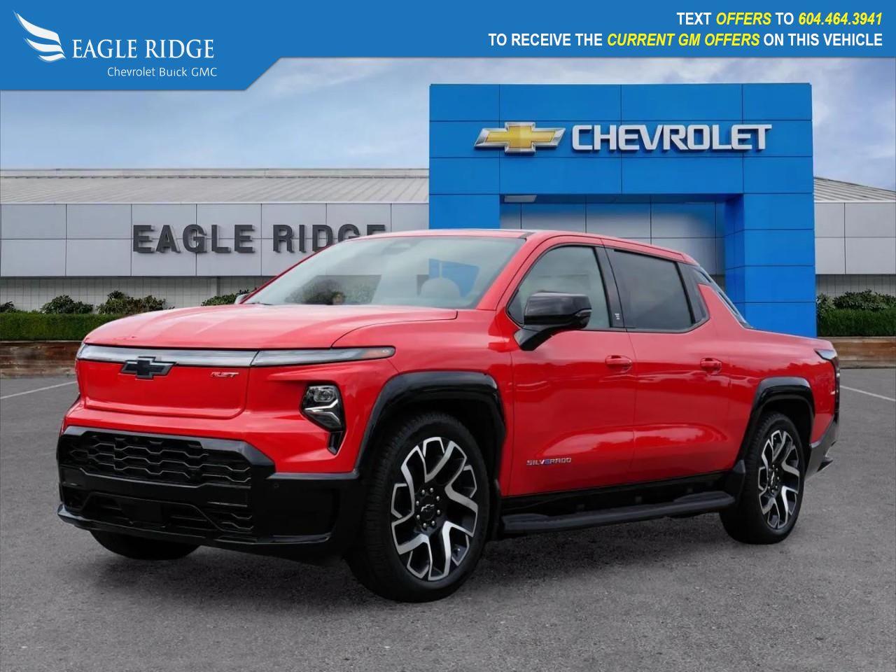 New 2025 Chevrolet Silverado EV RST front pedestrian braking, lane keep assist with lane departure warning, forward collision alert, IntelliBeam® high beam assist, and a following distance indicator. for sale in Coquitlam, BC