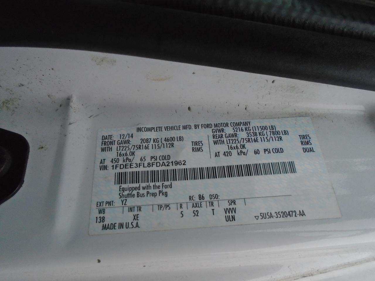 2015 Ford Econoline E-350 Super Duty 138  SRW Photo