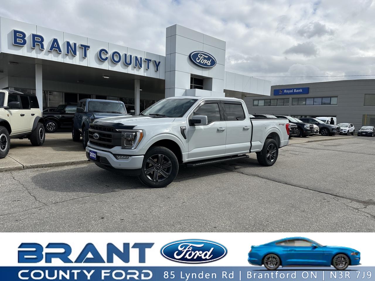2023 Ford F-150 LARIAT | 5.0L V8 | 502A | SPORT PACKAGE | LONG BOX | (Grey)
Built to work and crafted to impress  this LARIAT SuperCrew blends rugged capability with refined luxury. Equipped with the powerful 5.0L V8, 502A package, and extended Long Box, its the perfect partner for tough jobs and weekend getaways.

?? Key Features:
 5.0L V8 Engine  Legendary strength and performance
 502A Equipment Group  Advanced tech & luxury
 Twin Panel Moonroof  Open-sky driving experience
 LARIAT Sport Package  Bold styling, inside and out
 Trailer Tow Package  Ready to haul
 Power Tailgate + Tailgate Step  Convenience meets functionality
 Long Box  Extra space for tools, toys, and everything in between

?? Call 519-756-6191 or ?? sales@brantcountyford.ca for availability and full details.
Brant County Ford  Proudly serving Brantford for over 40 years.

Price includes safety inspection. We are a full-disclosure dealershipask to see the CarFax report.
Prices are plus HST and Licensing.
Includes dealer fees and applicable charges in ON/AB/BC (OMVIC/AMVIC, accessories, dealer-installed options, admin, etc.).
All pricing assumes eligibility for available rebates and incentives.
Prices are in Canadian dollars unless otherwise stated. Dealers may set their own pricing.