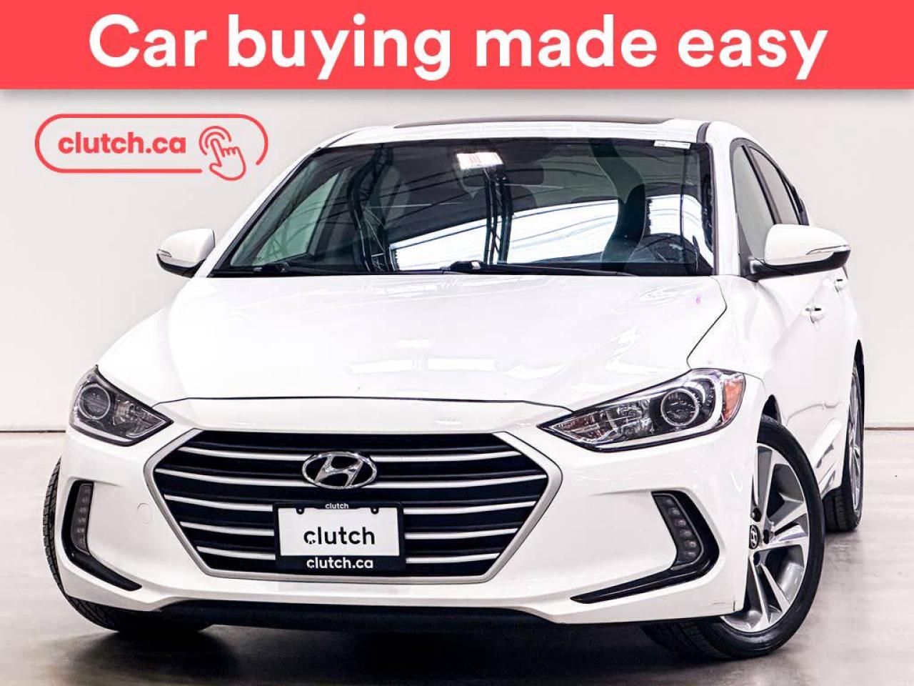 Rear Heated Seats, Climate Control, Dual Zone Front Climate Control and more!<br> <br>Clutch is the largest online used car retailer in Canada, delivering a seamless, hassle-free car-buying experience to drivers everywhere. Shop hundreds of used cars online, get the right one delivered to your door, and enjoy peace of mind with our optional 10-Day Money-Back Guarantee. How sweet is that? To learn more, visit clutch.ca.<br> <br>The top features for this 2017 Hyundai Elantra include:<br> <br>Front Heated Seats<br>Rear Heated Seats<br>Climate Control<br>Dual Zone Front Climate Control<br>Auxiliary Audio Input<br>Bluetooth Music<br>Touchscreen Display<br>Cruise Control<br>12V Outlet<br>Apple CarPlay<br>Android Auto<br>USB Input<br>Push Button Start<br>Blindspot Sensors<br>Rear Cross Traffic Alert<br>Heated Steering Wheel<br>Sunroof<br>Rear View Camera<br> <br>Seamless home delivery - Delivery to your door in a matter of days. Available on select packages.<br> <br>Try it out for 10 days - If you do not like it, we will take it back. Available on select packages. <br> <br>Quality assured - All cars go through our rigorous 210-point inspection and reconditioning process.<br> <br>Peace of mind - Optional 3-month Standard Warranty, with additional warranty options available.<br> <br>Haggle-free - No haggling or hard sells.<br> <br>100% Transparency - Full inspection reports on every car, including high-res photography and a free Carfax report.<br> <br>Listed price is for cash purchase only and does not include taxes, Shipping Fees (if applicable), Delivery Fees (if applicable), government licensing fees. 10-day Money Back Guarantee, 3-month Standard Warranty, and home delivery are available with select packages.<br> <br>Previous Provincial Registrations:<br>Ontario<br> <br>Stock # 49321