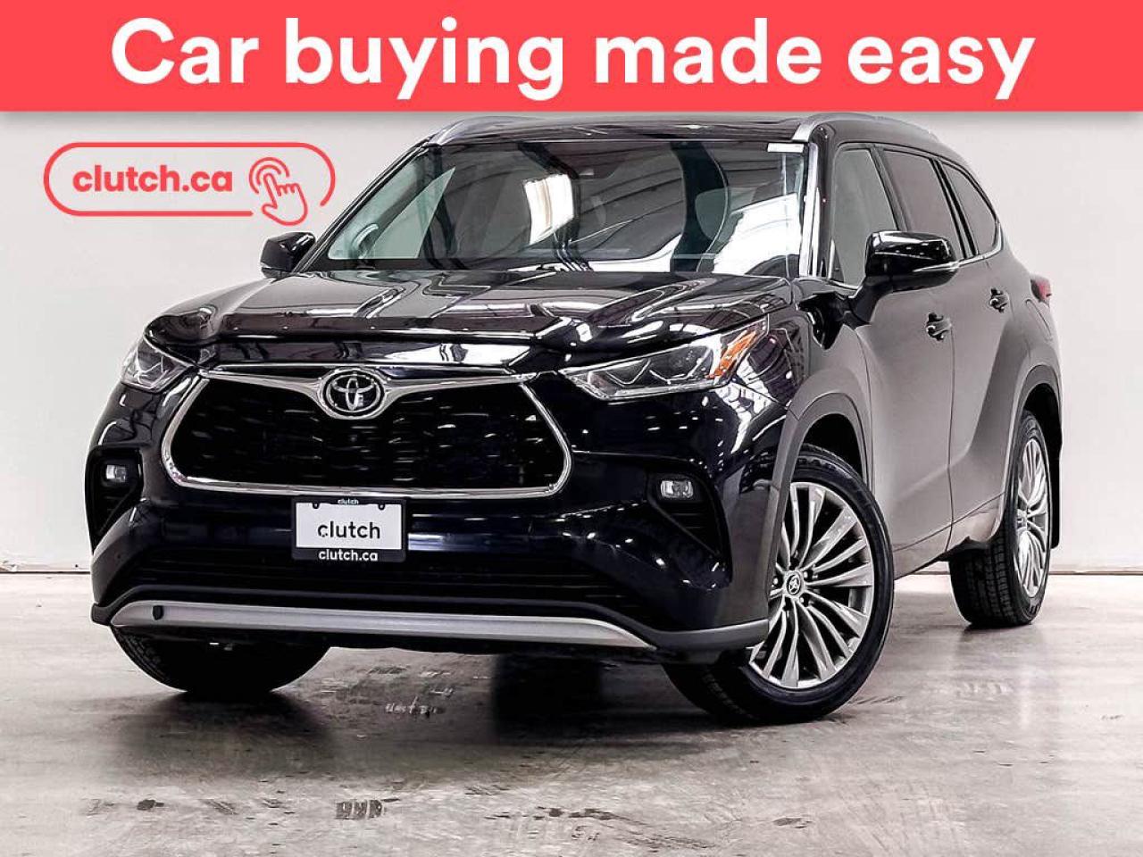 NO ACCIDENTS / CLEAN CARFAX / 1 OWNER / Power Tailgate/Hatch, Auto Dimming Rearview Mirror, Front Heated Seats and more!<br> <br>Clutch is the largest online used car retailer in Canada, delivering a seamless, hassle-free car-buying experience to drivers everywhere. Shop hundreds of used cars online, get the right one delivered to your door, and enjoy peace of mind with our optional 10-Day Money-Back Guarantee. How sweet is that? To learn more, visit clutch.ca.<br> <br>The top features for this 2021 Toyota Highlander include:<br> <br>Auto Stop/Start<br>Power Tailgate/Hatch<br>Auto Dimming Rearview Mirror<br>Front Heated Seats<br>Ventilated Front Seats<br>Rear Heated Seats<br>Driver Seat Memory System<br>Climate Control<br>Dual Zone Front Climate Control<br>Rear Climate Control<br>Premium Sound System<br>Bluetooth Music<br>Touchscreen Display<br>GPS Navigation<br>Cruise Control<br>Adaptive Cruise Control<br>Integrated Garage Door Opener<br>12V Outlet<br>Apple CarPlay<br>Android Auto<br>Wireless Charging<br>USB Input<br>Push Button Start<br>Lane Departure Warning<br>Blindspot Sensors<br>Heated Steering Wheel<br>Rain Sensing Wipers<br>Sunroof<br>Panoramic Sunroof<br>Hill Assistance<br>Automatic High Beams<br>Rear View Camera<br>Power Driver Seat<br>Power Passenger Seat<br>360 Camera<br>Heads Up Display<br> <br>Seamless home delivery - Delivery to your door in a matter of days. Available on select packages.<br> <br>Try it out for 10 days - If you do not like it, we will take it back. Available on select packages. <br> <br>Quality assured - All cars go through our rigorous 210-point inspection and reconditioning process.<br> <br>Peace of mind - Optional 3-month Standard Warranty, with additional warranty options available.<br> <br>Haggle-free - No haggling or hard sells.<br> <br>100% Transparency - Full inspection reports on every car, including high-res photography and a free Carfax report.<br> <br>Listed price is for cash purchase only and does not include taxes, Shipping Fees (if applicable), Delivery Fees (if applicable), government licensing fees. 10-day Money Back Guarantee, 3-month Standard Warranty, and home delivery are available with select packages.<br> <br>Previous Provincial Registrations:<br>Yukon<br> <br>Stock # 49380