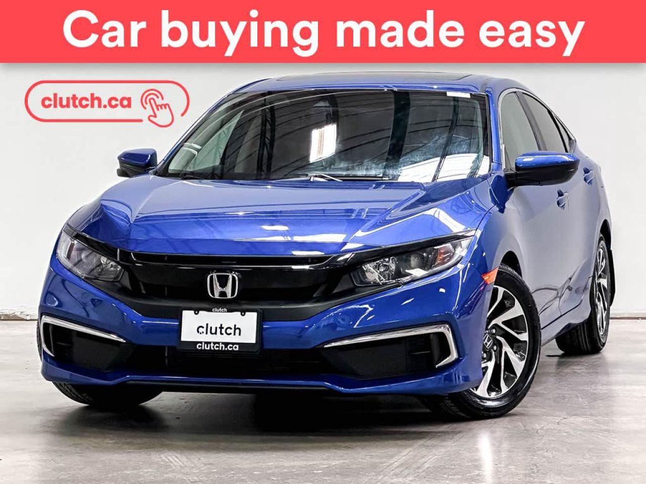 NO ACCIDENTS / CLEAN CARFAX / 1 OWNER / Climate Control, Dual Zone Front Climate Control, Bluetooth Music and more!<br> <br>Clutch is the largest online used car retailer in Canada, delivering a seamless, hassle-free car-buying experience to drivers everywhere. Shop hundreds of used cars online, get the right one delivered to your door, and enjoy peace of mind with our optional 10-Day Money-Back Guarantee. How sweet is that? To learn more, visit clutch.ca.<br> <br>The top features for this 2019 Honda Civic include:<br> <br>Front Heated Seats<br>Climate Control<br>Dual Zone Front Climate Control<br>Bluetooth Music<br>Touchscreen Display<br>Cruise Control<br>Adaptive Cruise Control<br>12V Outlet<br>Apple CarPlay<br>Android Auto<br>USB Input<br>Push Button Start<br>Remote Start<br>Lane Departure Warning<br>Active Lane Keep Assistance<br>Sunroof<br>Rear View Camera<br>Power Driver Seat<br> <br>Seamless home delivery - Delivery to your door in a matter of days. Available on select packages.<br> <br>Try it out for 10 days - If you do not like it, we will take it back. Available on select packages. <br> <br>Quality assured - All cars go through our rigorous 210-point inspection and reconditioning process.<br> <br>Peace of mind - Optional 3-month Standard Warranty, with additional warranty options available.<br> <br>Haggle-free - No haggling or hard sells.<br> <br>100% Transparency - Full inspection reports on every car, including high-res photography and a free Carfax report.<br> <br>Listed price is for cash purchase only and does not include taxes, Shipping Fees (if applicable), Delivery Fees (if applicable), government licensing fees. 10-day Money Back Guarantee, 3-month Standard Warranty, and home delivery are available with select packages.<br> <br>Previous Provincial Registrations:<br>Ontario<br> <br>Stock # 49406