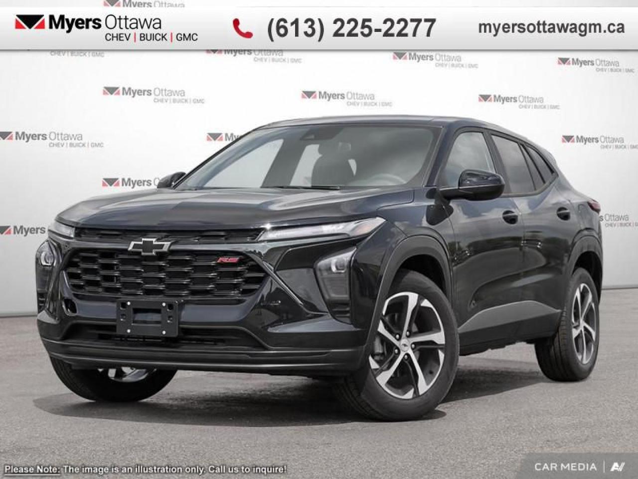 <br> <br>  With a dazzling redesign, even more room and cutting edge safety tech, this 2025 Chevy is a great crossover choice. <br> <br>The ever-popular Chevy Trax sports exciting looks with even more interior space and enhanced safety features. Compact proportions with an efficient powertrain make this crossover the ideal urban companion. Step this way to experience what prime urban commuting is with this 2025 Trax.<br> <br> This mosaic black metallic SUV  has an automatic transmission and is powered by a  137HP 1.2L 3 Cylinder Engine.<br> <br> Our Traxs trim level is 1RS. This Trax 1RS steps it up with the LS Convenience Package, that includes a heated steering wheel, heated side mirrors and remote engine start, along with great standard features such as heated front seats, cruise control, 60/40 split-folding rear seats, air conditioning, and an 8-inch infotainment screen with wireless Apple CarPlay and Android Auto, wi-fi hotspot capability, active noise cancellation, and SiriusXM streaming radio. Safety features also include front pedestrian braking, forward collision alert, lane keeping assist with lane departure warning, IntelliBeam, and a rearview camera. This vehicle has been upgraded with the following features: Heated Seats,  Remote Start,  Heated Steering Wheel,  Apple Carplay,  Android Auto,  Lane Keep Assist,  Front Pedestrian Braking. <br><br> <br>To apply right now for financing use this link : <a href=https://creditonline.dealertrack.ca/Web/Default.aspx?Token=b35bf617-8dfe-4a3a-b6ae-b4e858efb71d&Lang=en target=_blank>https://creditonline.dealertrack.ca/Web/Default.aspx?Token=b35bf617-8dfe-4a3a-b6ae-b4e858efb71d&Lang=en</a><br><br> <br/>   4.99% financing for 84 months.  Incentives expire 2025-04-30.  See dealer for details. <br> <br><br> Come by and check out our fleet of 50+ used cars and trucks and 160+ new cars and trucks for sale in Ottawa.  o~o
