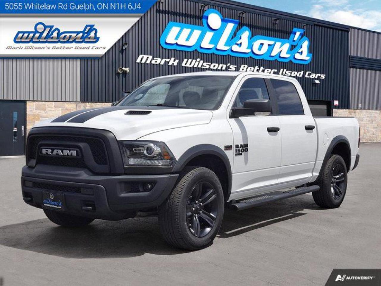 Check out this certified 2021 Ram 1500 Classic Warlock Crew Hemi 4X4 | 3.92 | Trailer Brake Control | Nav | Heated Steering + Seats | and More !. Its Automatic transmission and 5.7 L engine will keep you going. This Ram 1500 Classic has the following options: Reverse Camera, Navigation System, Heated Steering Wheel, Air Conditioning, Heated Seats, Tilt Steering Wheel, Steering Radio Controls, Power Windows, Power Locks, and Traction Control. Test drive this vehicle at Mark Wilsons Better Used Cars, 5055 Whitelaw Road, Guelph, ON N1H 6J4.60+ years of World Class Service!450+ Live Market Priced VEHICLES! ONE MASSIVE LOCATION!Free Local Delivery Available!FINANCING! - Better than bank rates! 6 Months No Payments available on approved credit OAC. Zero Down Available. We have expert licensed credit specialists to secure the best possible rate for you and keep you on budget ! We are your financing broker, let us do all the leg work on your behalf! Click the RED Apply for Financing button to the right to get started or drop in today!BAD CREDIT APPROVED HERE! - You dont need perfect credit to get a vehicle loan at Mark Wilsons Better Used Cars! We have a dedicated licensed team of credit rebuilding experts on hand to help you get the car of your dreams!WE LOVE TRADE-INS! - Top dollar trade-in values!SELL us your car even if you dont buy ours! HISTORY: Free Carfax report included.Certification included! No shady fees for safety!EXTENDED WARRANTY: Available30 DAY WARRANTY INCLUDED: 30 Days, or 3,000 km (mechanical items only). No Claim Limit (abuse not covered)5 Day Exchange Privilege! *(Some conditions apply)CASH PRICES SHOWN: Excluding HST and Licensing Fees.2019 - 2024 vehicles may be daily rentals. Please inquire with your Salesperson.