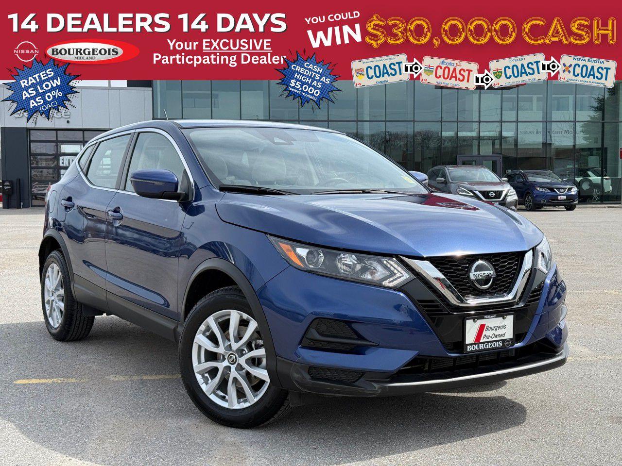 <p><span style=color:rgb( 255 , 0 , 0 )><strong>14 Dealers 14 Days!</strong></span> - 14 Top Nissan Dealers from across Canada have teamed up for a limited time exclusive offer available ONLY at the 14 participating dealers. </p><p><span style=color:rgb( 255 , 0 , 0 )>For 14 Days EVERYONE that buys a vehicle is entered to win $30,000 cash!</span> Put in towards your purchase or put it in your pocket! The choice is yours! </p><p>This offer is ONLY valid at the 14 participating dealers across Canada. Check out the Terms & Conditions <a href=https://www.bourgeoisnissan.com/terms-and-conditions rel=nofollow>HERE.</a> </p> <p>Meet the stunning, versatile, and reliable <b>Nissan Qashqai S AWD</b> in a sleek body! With its <b>AWD drivetrain</b> and a powerful <b>2.0L 4-cylinder engine</b> delivering 141 horsepower, this SUV offers a smooth and stable drive on any terrain.</p>  <p>The exterior is beautifully enhanced by <b>alloy wheels</b> providing an elegant shine. Inside, experience the utmost comfort with <b>heated seats</b> and <b>heated mirrors</b>, ensuring a cosy ride in the cooler months. Convenience and style come together perfectly with the practical options of <b>air conditioning</b> and <b>keyless entry</b>.</p>  <p>Technology is at your fingertips with seamless <b>Bluetooth connection</b> and <b>smart device integration</b>, making every drive connected. The advanced <b>backup camera</b> and <b>parking sensors</b> add an extra level of ease to every parking situation. Stay entertained with access to <b>satellite radio</b>, while <b>lane assist</b> and <b>brake assist</b> provide peace of mind with cutting-edge safety features.</p>  <p>This vehicle is perfect for families seeking reliability or adventurers looking for their next exploration in comfort and style. Whether commuting in the city or heading to the countryside, this Nissan Qashqai has the features you need. <i>Get in touch with the dealership today to learn more!</i></p> <p><strong>Why Choose the Bourgeois Auto Group?</strong></p><p>For 80 years, Bourgeois Auto Group has been delivering exceptional automotive experiences. Our factor trained teams work to ensure you receive the shopping experience you deserve; whether you're looking for a new or new-to-you vehicle.</p><p>Shop 24/7 with our online showroom and chat service, ensuring convenience every step of the way. No hidden fees, full disclosure, and every pre-owned vehicle comes with a Carfax® report for peace of mind.</p><p>We offer a wide selection of pre-owned vehicles, all competitively priced using real-time market data. Get the best deal on your purchase and trade-in with our free Live Market Analysis report.</p><p>Looking to sell your car? We buy any make or modelno purchase required. Our simple to use online trade valuation tool will provide you with a clear, transparent selling experience whether you buy our car or not.</p><p>Backed by hundreds dedicated employees across 4 convenient locations, were here to meet all your automotive needs. Visit us in Midland or Parry Sound and explore our inventory or schedule your next service today.</p> <p><strong>Financing Your Next Vehicle with Bourgeois Midland Nissan:</strong></p><p>At Bourgeois Midland Nissan, we make financing your next vehicle simple and stress-free! Our team works with trusted lenders to find flexible options tailored to your budget. Drive away with confidenceapply today!</p><p>Take advantage of our online pre-qualification tool, backed by Equifax and TD Bank to find the payment that works for you. Simply <a href=https://www.bourgeoisnissan.com/pre-qualify-for-financing/ rel=nofollow><strong>CLICK HERE</strong></a> to use our secure online credit tool with no impact to your credit.</p>