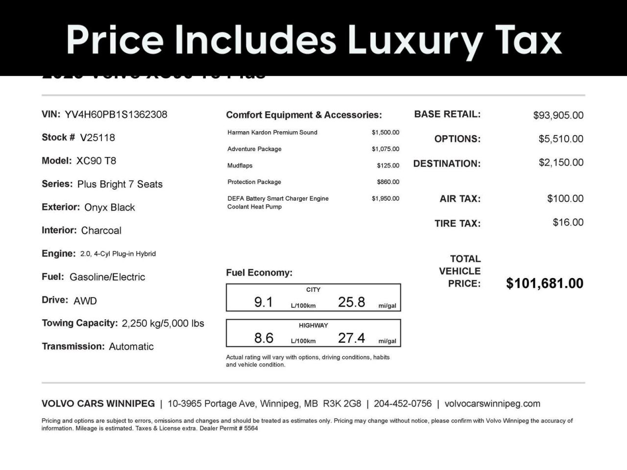 Reward yourself with exclusive benefits in your purchase of a New or Pre-Owned vehicle from Volvo Cars Winnipeg:

-Personalized setup with complimentary technical support for all your vehicle inquiries
-Complimentary Mobile App and Remote Starter Setup (on applicable models)
-Exclusive access to Volvo brand loaners
- Complimentary rental vehicles for your scheduled service appointments when necessary
- A Volvo Valet concierge pick-up and return service to make your servicing needs easy and convenient
- Complimentary interior and exterior clean with your service appointments
- Access to private launch and customer appreciation events
- A state of the art facility with full coffee service and luxurious amenities while you visit
- Factory-trained Volvo technicians who care about ensuring the longevity, safety, and efficiency of your vehicle
- And many more benefits for being a loyal member of the Volvo Winnipeg Family!

Looking for something specific that we currently do not have in our new or pre-owned inventory? Let us find it for you!

Configure and customize your purchase online at www.volvocarswinnipeg.com or call us at 204-452-0756 today.
Dealer permit #5564