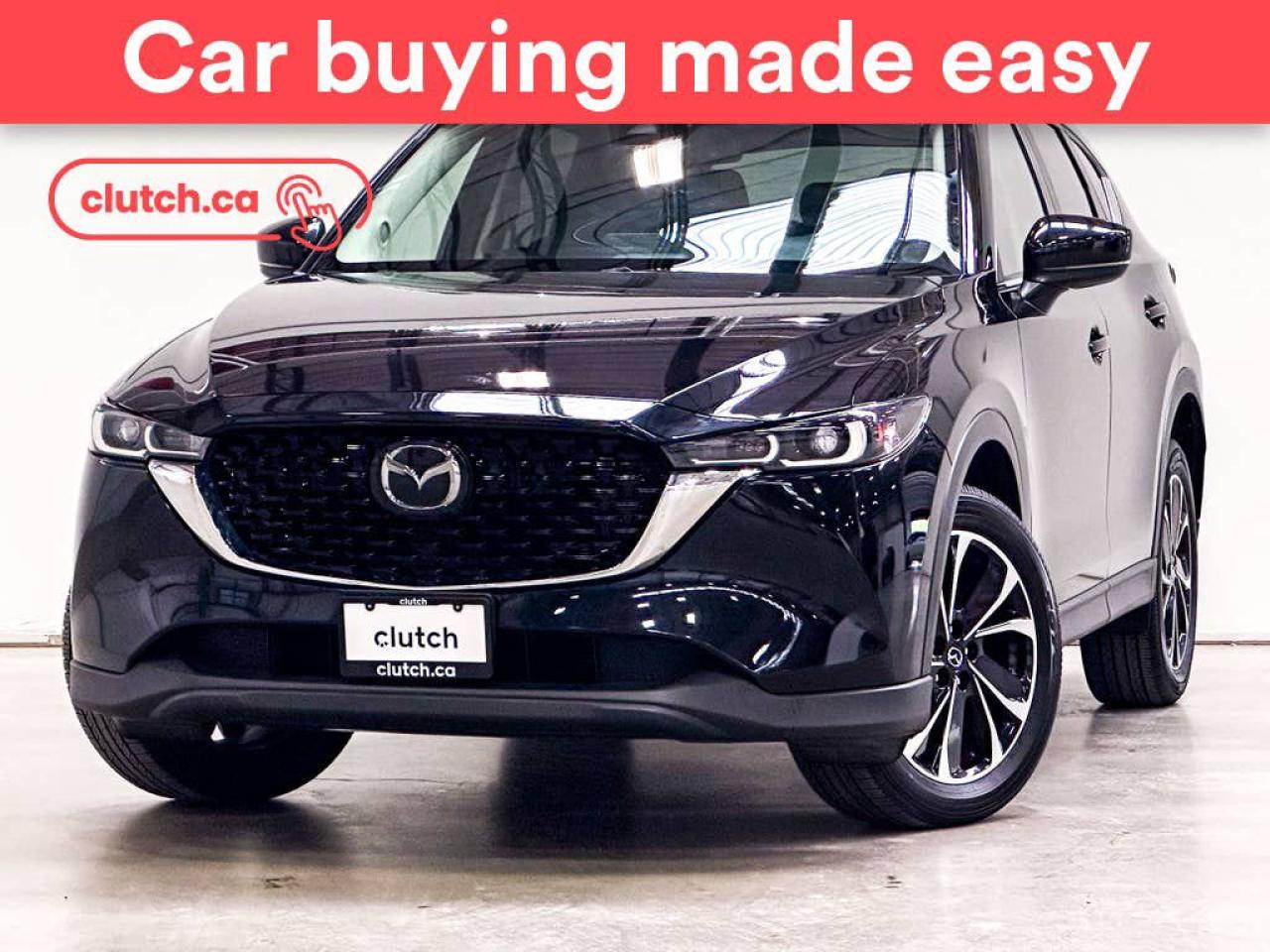 NO ACCIDENTS / CLEAN CARFAX / 1 OWNER / Power Tailgate/Hatch, Auto Dimming Rearview Mirror, Front Heated Seats and more!<br> <br>Clutch is the largest online used car retailer in Canada, delivering a seamless, hassle-free car-buying experience to drivers everywhere. Shop hundreds of used cars online, get the right one delivered to your door, and enjoy peace of mind with our optional 10-Day Money-Back Guarantee. How sweet is that? To learn more, visit clutch.ca.<br> <br>The top features for this 2022 Mazda CX-5 include:<br> <br>Brake Assist<br>Power Tailgate/Hatch<br>Auto Dimming Rearview Mirror<br>Front Heated Seats<br>Climate Control<br>Dual Zone Front Climate Control<br>Bluetooth Music<br>Cruise Control<br>Adaptive Cruise Control<br>12V Outlet<br>Apple CarPlay<br>Android Auto<br>USB Input<br>Push Button Start<br>Lane Departure Warning<br>Blindspot Sensors<br>Forward Collision Mitigation<br>Heated Steering Wheel<br>Rain Sensing Wipers<br>Sunroof<br>Hill Assistance<br>Rear View Camera<br>Power Driver Seat<br> <br>Seamless home delivery - Delivery to your door in a matter of days. Available on select packages.<br> <br>Try it out for 10 days - If you do not like it, we will take it back. Available on select packages. <br> <br>Quality assured - All cars go through our rigorous 210-point inspection and reconditioning process.<br> <br>Peace of mind - Optional 3-month Standard Warranty, with additional warranty options available.<br> <br>Haggle-free - No haggling or hard sells.<br> <br>100% Transparency - Full inspection reports on every car, including high-res photography and a free Carfax report.<br> <br>Listed price is for cash purchase only and does not include taxes, Shipping Fees (if applicable), Delivery Fees (if applicable), government licensing fees. 10-day Money Back Guarantee, 3-month Standard Warranty, and home delivery are available with select packages.<br> <br>Previous Provincial Registrations:<br>Ontario<br> <br>Stock # 49885