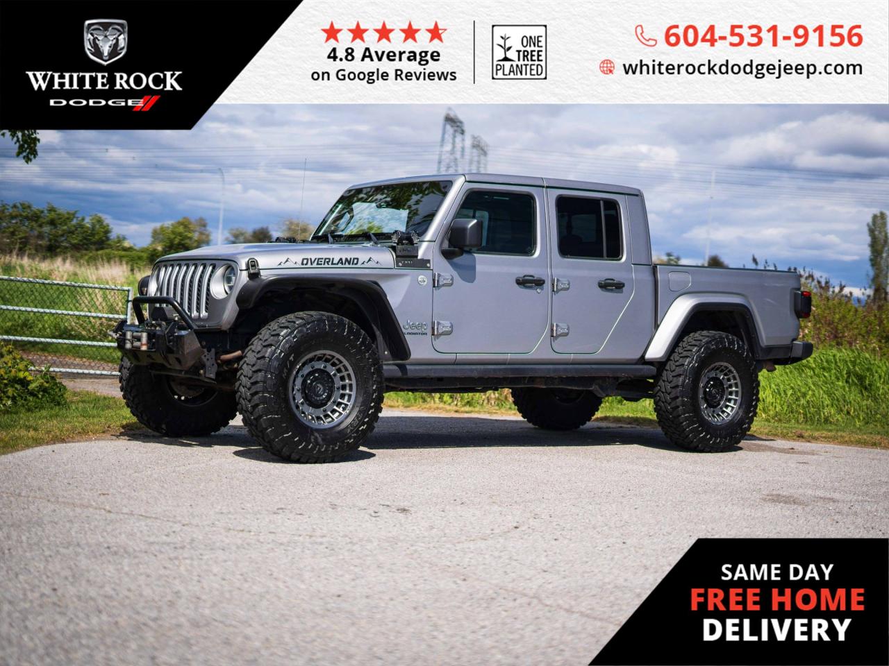 Looking for a rugged adventure companion? ALLOY WHEELS, TRAILER SWAY CONTROL, SKID PLATES, OIL PRESSURE GAUGE come standard on this formidable 2020 Jeep Gladiator Overland, ensuring a perfect blend of capability and technology for the daring spirits of British Columbia.<p><p>With only 82,337 kilometers on the odometer, this JEEP with a powerful 3.6L 6CYL engine and a robust 6-SPEED M/T is ready to tackle any terrain. The CONVERTIBLE HARD TOP beckons the warm spring air, while the ILLUMINATED ENTRY welcomes you back after a night under the stars. Driving through the backcountry becomes a breeze with TRACTION CONTROL and ELECTRONIC STABILITY, creating peace of mind alongside the built-in COMPASS, leading the way.<p><p>Need to bring your boat or trailer along for the adventure? REST assured; this 4X4 GLADIATOR has you covered with its TRAILER SWAY CONTROL, making towing as seamless as the open road. The 4 WHEEL DISC BRAKES provide solid stopping power, and with the added SECURITY SYSTEM, your Gladiator stands guard even when youre off the grid.<p><p>This overland conqueror is not just about the rugged trails; its also about enjoying the journey. Take pleasure in the creature comforts like AUTOMATIC TEMPERATURE CONTROL for those sudden changes in weather and STEERING WHEEL MOUNTED AUDIO CONTROLS to keep the soundtrack of your adventures at your fingertips.<p><p>Your next escapade awaits you with this 2020 JEEP GLADIATOR OVERLAND. Drop by White Rock Dodge in Surrey to see this legendary warrior firsthand. Adventure is calling. Will you answer? Stock #29200.