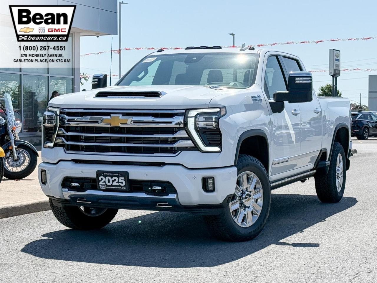 New 2025 Chevrolet Silverado 2500 HD High Country 6.6L DURAMAX WITH REMOTE START/ENTRY, SUNROOF, HEATED SEATS, HEATED STEERING WHEEL, VENTILATED SEATS, BOSE SOUND SYSTEM, POWER UP/DOWN TAILGATE for sale in Carleton Place, ON