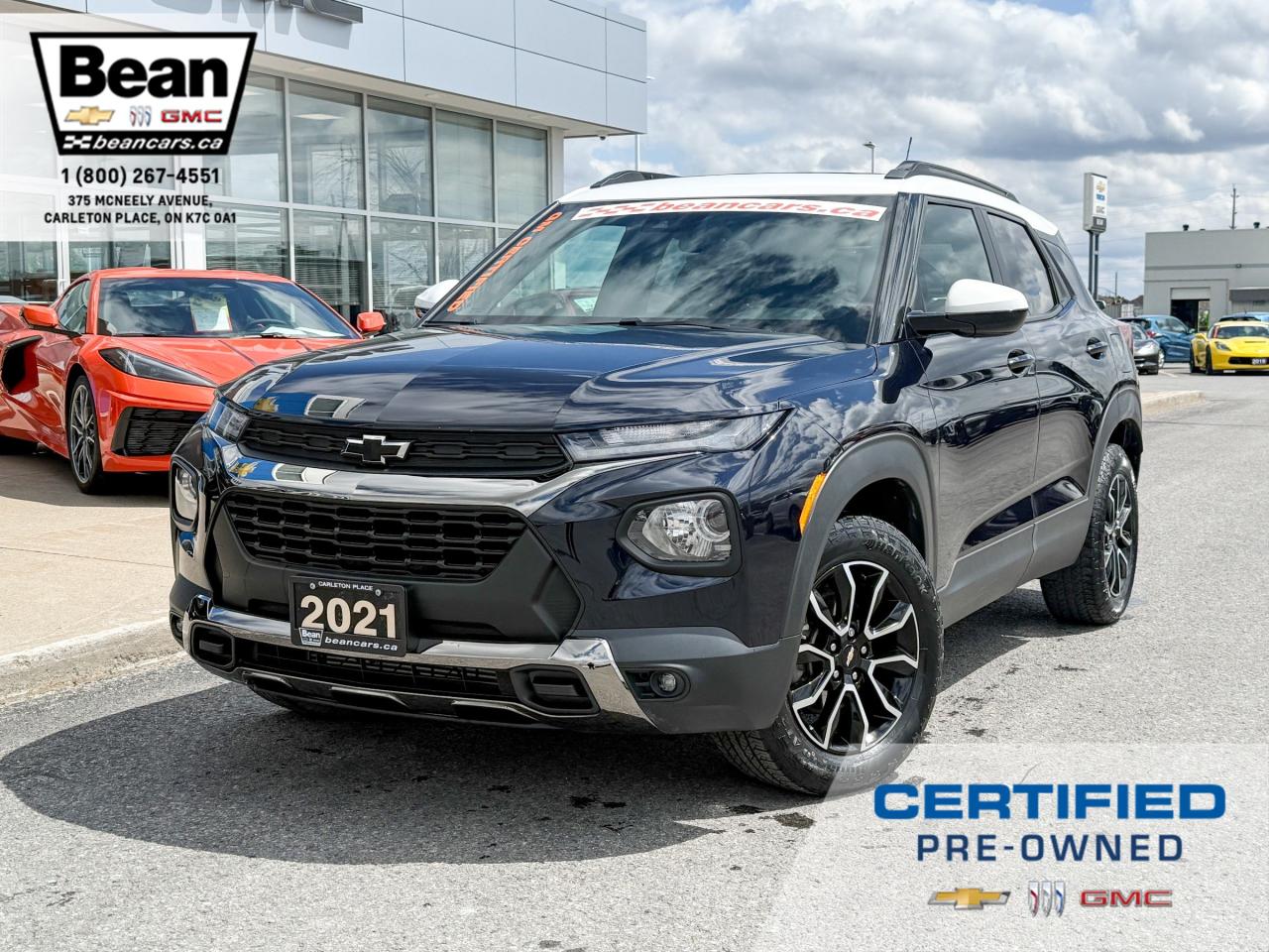 Used 2021 Chevrolet TrailBlazer ACTIV 1,3L 3 CYL WITH REMOTE START/ENTRY, SUNROOF, HEATED LEATHER SEATS, POWER LIFTGATE, HD REAR VISION CAMERA, APPLE CARPLAY AND ANDROID AUTO for sale in Carleton Place, ON