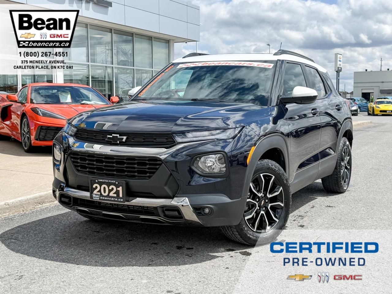 Used 2021 Chevrolet TrailBlazer ACTIV 1,3L 3 CYL WITH REMOTE START/ENTRY, SUNROOF, HEATED LEATHER SEATS, POWER LIFTGATE, HD REAR VISION CAMERA, APPLE CARPLAY AND ANDROID AUTO for sale in Carleton Place, ON