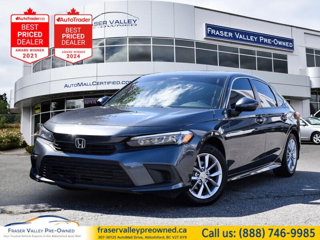 Used 2022 Honda Civic Sedan EX  - Sunroof -  Android Auto - $116.93 /Wk for sale in Abbotsford, BC