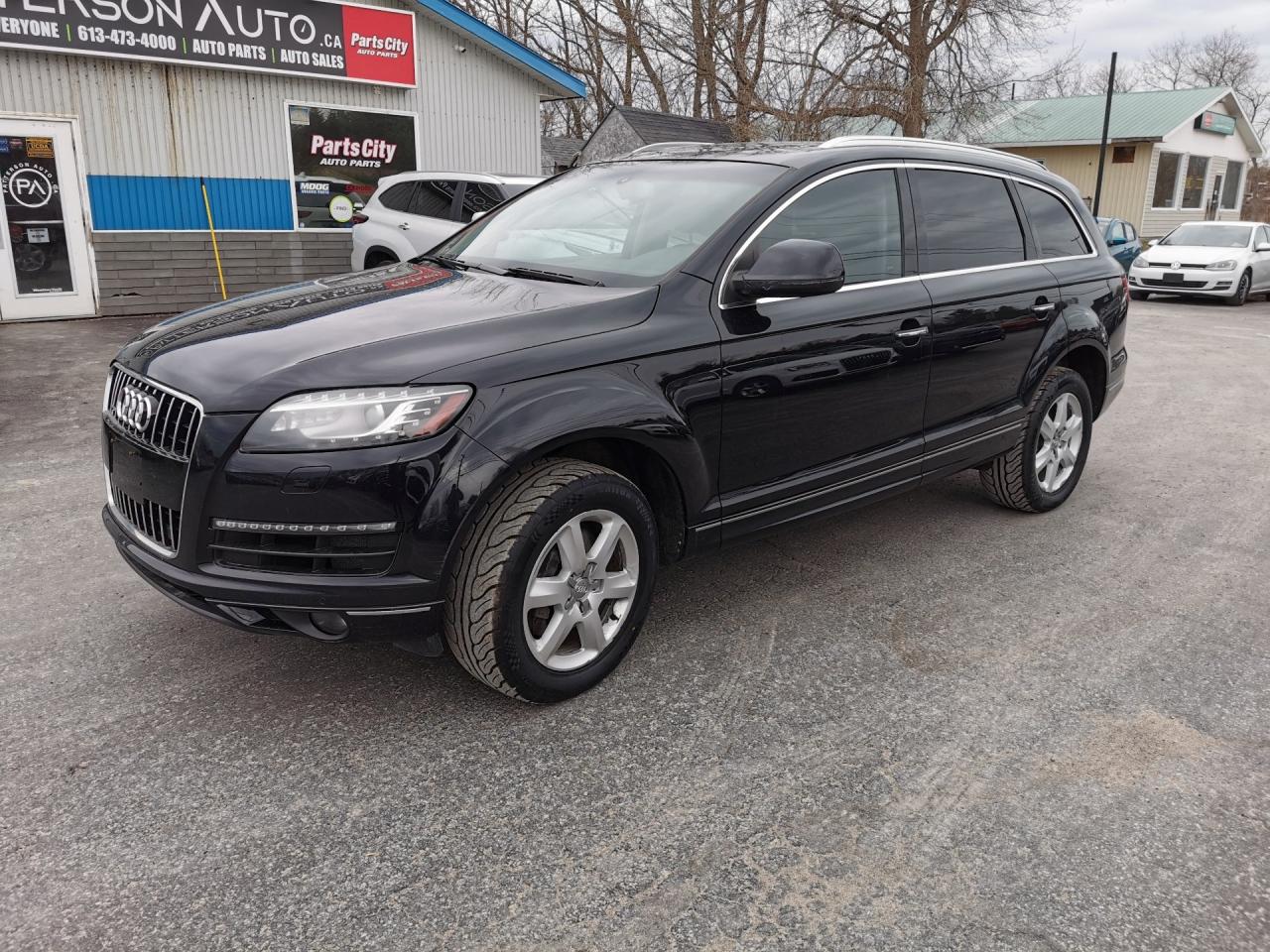 <p>7 PASSENGER - HEATED FRONT &amp; REAR SEATS - AWD</p><p>Discover the perfect blend of luxury and performance with the 2014 Audi Q7 3.0T Quattro Premium, now available at Patterson Auto Sales. This pre-owned SUV is designed to elevate your driving experience with its powerful 3.0L V6 DOHC 24V TURBO engine, delivering a smooth and exhilarating ride every time you hit the road. Step inside and be embraced by the elegance of leather seating, offering both comfort and sophistication for you and your passengers. Whether you're navigating city streets or embarking on a weekend getaway, the Audi Q7's Quattro all-wheel-drive system ensures exceptional handling and stability in all conditions. Don't miss your chance to own this remarkable vehicle that combines Audi's renowned engineering with unmatched style. Visit us today and take the 2014 Audi Q7 3.0T Quattro Premium for a test driveexperience the difference for yourself!</p>