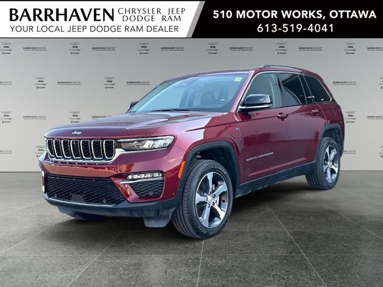 $1500 trade-in bonus LAST CALL PRICING! FINAL REDUCTIONS TO OFFER RETAIL BUYERS IN INSANE DEAL. ONLY 1000 KM LIKE NEW PRICED AS USED. GET IT WHILE YOU CAN! CALL EMAIL OR TEXT AHEAD TO CONFIRM AVAILAIBILITY. FIRST COME FIRST SERVE $2500 down! The stunning red Jeep Grand Cherokee 4xe 4x4 is ready to tackle any terrain with its robust 4x4 drivetrain and agile automatic transmission. This SUV delivers both power and efficiency with its 2.0L 4-cylinder engine, providing an exhilarating driving experience with 375 RPM at 5250. The exterior is both bold and stylish, featuring alloy wheels that complement its powerful stance. Inside, youll find a suite of modern conveniences and luxurious touches that cater to your comfort and connectivity. Enjoy the comfort of heated front and rear seats and a heated steering wheel, all while cruising with confidence thanks to adaptive cruise control. Stay connected with the advanced technology embedded within, including Bluetooth connection, a backup camera, navigation system, and a smart device integration system that ensures seamless connectivity. Safety features such as lane assist, parking sensors, and brake assist are available to enhance driver assistance and offer peace of mind. This remarkable SUV is perfect for adventurers and families looking for a reliable, feature-packed vehicle thats as versatile as your lifestyle demands. Contact us today to learn more about the exceptional capabilities of the Jeep Grand Cherokee 4xe 4x4 and schedule a test drive. **Finance for as low as $170.00 weekly over 96 months, APR 5.99% $2500.00 Down. Cost of borrowing $14,715.40. Amount financed $56,761.72* FREE CARFAX, NO ADMIN FEES, NON SMOKER, CERTIFIED PRICE PLUS TAX ONLY!!