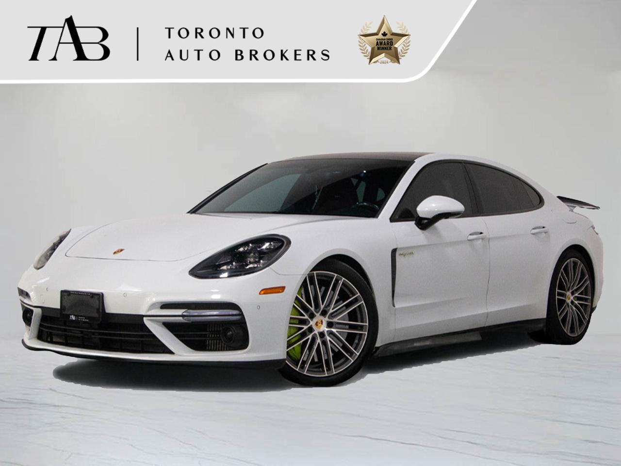 This 2018 Porsche Panamera Turbo S E-Hybrid is a clean Carfax, Ontario vehicle that combines cutting-edge hybrid technology with the luxury and performance Porsche is known for. Finished in sleek White, it features an impressive 8-cylinder engine paired with an electric motor, delivering exceptional power and efficiency. The Panamera Turbo S E-Hybrid also boasts a refined, tech-rich interior with premium features like a Bose sound system, Apple CarPlay, and advanced safety technologies. This vehicle offers a truly exhilarating driving experience with luxury and innovation at every turn.

Key Features Include:

550-hp hybrid gas engine
295-lb-ft electric motor torque
134-hp electric motor
21-inch wheels
Power Steering Plus
Premium Plus PKG
Assistance PKG
Storage PKG
Heated Multifunction Steering Wheel
Carbon Fibre Interior PKG
Active grille shutters
Adjustable rear spoiler
Ambient lighting
Auto-dimming mirrors
Apple CarPlay
Bose premium sound system
Front and rear parking sensors
Regenerative braking system
Rearview camera system

NOW OFFERING 3 MONTH DEFERRED FINANCING PAYMENTS ON APPROVED CREDIT. 

WE OFFER THE BEST FINANCE RATES, AND DONT CHARGE ANY FINANCING FEE 

Looking for a top-rated pre-owned luxury car dealership in the GTA? Look no further than Toronto Auto Brokers (TAB)! Were proud to have won multiple awards, including the 2024 AutoTrader Best Priced Dealer, the 2024 CarGurus Award, the 2025 Top Choice Award, the 2025 Consumer Satisfaction Award, the 2025 Canadian Choice Award, the 2024 Three Best Rated Dealer Award, and many more!

With 30 years of experience serving the Greater Toronto Area, TAB is a respected and trusted name in the pre-owned luxury car industry. Our 30,000 sq.Ft indoor showroom is home to a wide range of luxury vehicles from top brands like BMW, Mercedes-Benz, Audi, Porsche, Land Rover, Jaguar, Aston Martin, Bentley, Maserati, and more. And we dont just serve the GTA, were proud to offer our services to all cities in Canada, including Vancouver, Montreal, Calgary, Edmonton, Winnipeg, Saskatchewan, Halifax, and more.

At TAB, were committed to providing a no-pressure environment and honest work ethics. As a family-owned and operated business, we treat every customer like family and ensure that every interaction is a positive one. Come experience the TAB Lifestyle at its truest form, luxury car buying has never been more enjoyable and exciting!

We offer a variety of services to make your purchase experience as easy and stress-free as possible. From competitive and simple financing and leasing options to extended warranties, aftermarket services, and full history reports on every vehicle, we have everything you need to make an informed decision. We welcome every trade, even if youre just looking to sell your car without buying, and when it comes to financing or leasing, we offer same day approvals, with access to over 50 lenders, including all of the banks in Canada. Feel free to check out your own Equifax credit score without affecting your credit score, simply click on the Equifax tab above and see if you qualify.

Call us today or visit our website to learn more about our inventory and services. And remember, all prices exclude applicable taxes and licensing, and vehicles can be certified at an additional cost of $999.