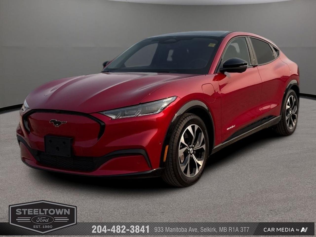 <b>Low Mileage, Sunroof,  Heated Seats,  Premium Audio,  Power Liftgate,  Heated Steering Wheel!</b><br> <br> We value your TIME, we wont waste it or your gas is on us!   We offer extended test drives and if you cant make it out to us we will come straight to you!<br><br><br> <br>   The Mustang Mach-E is the new shape of freedom and offers an expansive range, zero emissions and handsome good looks. This  2023 Ford Mustang Mach-E is for sale today in Selkirk. <br> <br>The iconic Mustang name is taking a step into the future with this new Mustang Mach-E. With a design inspired by classic lines and aggressive stance of the legendary pony car, this Mustang Mach-E turns heads while lowering your gas bill. On top of the incredible design, this Mustang offers true performance, practical cargo space, and cutting edge technology to keep you comfortable and connected.This low mileage  SUV has just 13,361 kms. Its  red in colour  and is completely accident free based on the <a href=https://vhr.carfax.ca/?id=Wr2q9jtuPrLtaT7pqlVqt1RpBUPzqfYz target=_blank>CARFAX Report</a> . It has an automatic transmission and is powered by a  smooth engine. <br> <br> Our Mustang Mach-Es trim level is Premium. Step up to this Mustang Mach-E Premium and be rewarded with a fixed dual-panel glass sunroof, a premium Bang & Olufsen audio system, upgraded aluminum wheels and a power liftgate for rear cargo access, along with a fast charging system, LED lights with automatic high beams, heated ActiveX bucket seats with driver seat power adjustment and lumbar support, a heated steering wheel, dual-zone climate control, FordPass Connect mobile hotspot internet access, and an expansive 15.5-inch infotainment screen powered by SYNC 4, bundled with wireless Apple CarPlay and Android Auto, inbuilt navigation, and SiriusXM satellite radio. Road safety is taken care of by a host of features including adaptive cruise control, Ford Co-Pilot360 with blind spot monitoring and pre-collision alert with automatic emergency braking, lane keeping assist, lane departure warning, front and rear parking sensors, driver monitoring alert, evasive steering assist, an aerial view camera system, and Fords Mykey system. Additional features include 60/40 folding rear seats, proximity key with push button start, and so much more. This vehicle has been upgraded with the following features: Sunroof,  Heated Seats,  Premium Audio,  Power Liftgate,  Heated Steering Wheel,  Electric Vehicle,  Fast Charging. <br> To view the original window sticker for this vehicle view this <a href=http://www.windowsticker.forddirect.com/windowsticker.pdf?vin=3FMTK3RM1PMA27709 target=_blank>http://www.windowsticker.forddirect.com/windowsticker.pdf?vin=3FMTK3RM1PMA27709</a>. <br/><br> <br>To apply right now for financing use this link : <a href=http://www.steeltownford.com/?https://CreditOnline.dealertrack.ca/Web/Default.aspx?Token=bf62ebad-31a4-49e3-93be-9b163c26b54c&La target=_blank>http://www.steeltownford.com/?https://CreditOnline.dealertrack.ca/Web/Default.aspx?Token=bf62ebad-31a4-49e3-93be-9b163c26b54c&La</a><br><br> <br/><br> Buy this vehicle now for the lowest bi-weekly payment of <b>$295.61</b> with $0 down for 96 months @ 8.99% APR O.A.C. ( Plus applicable taxes -  Platinum Shield Protection & Tire Warranty included   / Total cost of borrowing $17692   ).  See dealer for details. <br> <br>Family owned and operated in Selkirk for 35 Years.  <br>Steeltown Ford is located just 20 minutes North of the Perimeter Hwy, with an onsite banking center that offers free consultations. <br>Ask about our special dealer rates available through all major banks and credit unions.<br><br><br>Steeltown Ford Protect Plus includes:<br>- Life Time Tire Warranty <br>Cars cost less in Selkirk <br><br>Dealer Permit # 1039<br><br><br> Come by and check out our fleet of 110+ used cars and trucks and 180+ new cars and trucks for sale in Selkirk.  o~o