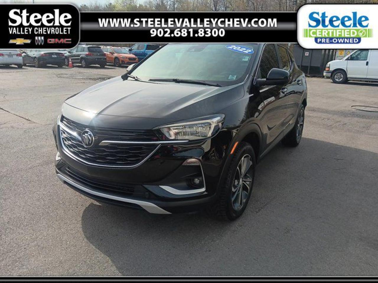 This 2022 Buick Encore GX Select delivers premium comfort in a compact SUV, finished in stunning Ebony Twilight Metallic with just 77,000 km on the clock. Its modern, stylish, and loaded with features that make every drive feel first-class.Enjoy a smooth and efficient ride with Buicks quiet-tuned cabin, plus heated seats, remote start, a large touchscreen infotainment system with Apple CarPlay & Android Auto, lane keep assist, blind spot monitoring, and moreall wrapped in a sophisticated package.Perfect for commuting, city life, or weekend trips, the Encore GX Select offers that refined yet practical experience Buick is known for. Sharp looks, premium feel, and peace of mind all come standardAt Steele Valley Chevrolet Buick GMC, we go the extra mile to ensure you drive away with confidence. Every used vehicle on our lot undergoes a rigorous reconditioning process and comes with a detailed vehicle history report, giving you full transparency and peace of mind. We believe everyone deserves a reliable vehicle, which is why we offer flexible financing solutions tailored to fit any budget or credit situation. When you shop with us, youre choosing quality, trust, and a seamless car-buying experience. Find your next vehicle today at Steele Valley Chevrolet Buick GMC you deserve the best!