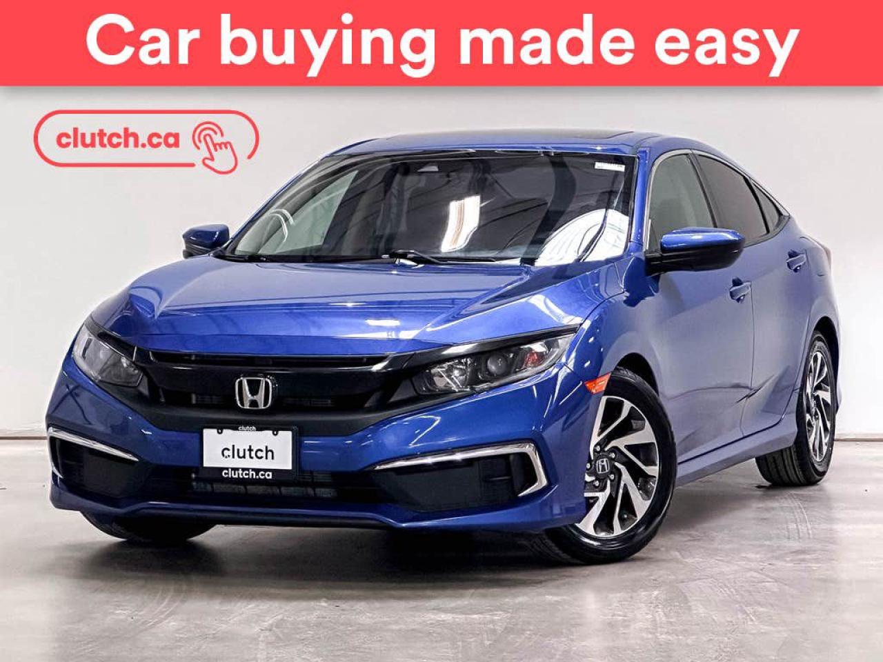 NO ACCIDENTS / CLEAN CARFAX / Climate Control, Dual Zone Front Climate Control, Bluetooth Music and more!<br> <br>Clutch is the largest online used car retailer in Canada, delivering a seamless, hassle-free car-buying experience to drivers everywhere. Shop hundreds of used cars online, get the right one delivered to your door, and enjoy peace of mind with our optional 10-Day Money-Back Guarantee. How sweet is that? To learn more, visit clutch.ca.<br> <br>The top features for this 2019 Honda Civic include:<br> <br>Front Heated Seats<br>Climate Control<br>Dual Zone Front Climate Control<br>Bluetooth Music<br>Touchscreen Display<br>Cruise Control<br>Adaptive Cruise Control<br>12V Outlet<br>Apple CarPlay<br>Android Auto<br>USB Input<br>Push Button Start<br>Remote Start<br>Lane Departure Warning<br>Active Lane Keep Assistance<br>Sunroof<br>Rear View Camera<br>Power Driver Seat<br> <br>Seamless home delivery - Delivery to your door in a matter of days. Available on select packages.<br> <br>Try it out for 10 days - If you do not like it, we will take it back. Available on select packages. <br> <br>Quality assured - All cars go through our rigorous 210-point inspection and reconditioning process.<br> <br>Peace of mind - Optional 3-month Standard Warranty, with additional warranty options available.<br> <br>Haggle-free - No haggling or hard sells.<br> <br>100% Transparency - Full inspection reports on every car, including high-res photography and a free Carfax report.<br> <br>Listed price is for cash purchase only and does not include taxes, Shipping Fees (if applicable), Delivery Fees (if applicable), government licensing fees. 10-day Money Back Guarantee, 3-month Standard Warranty, and home delivery are available with select packages.<br> <br>Previous Provincial Registrations:<br>Ontario<br> <br>Stock # 50347