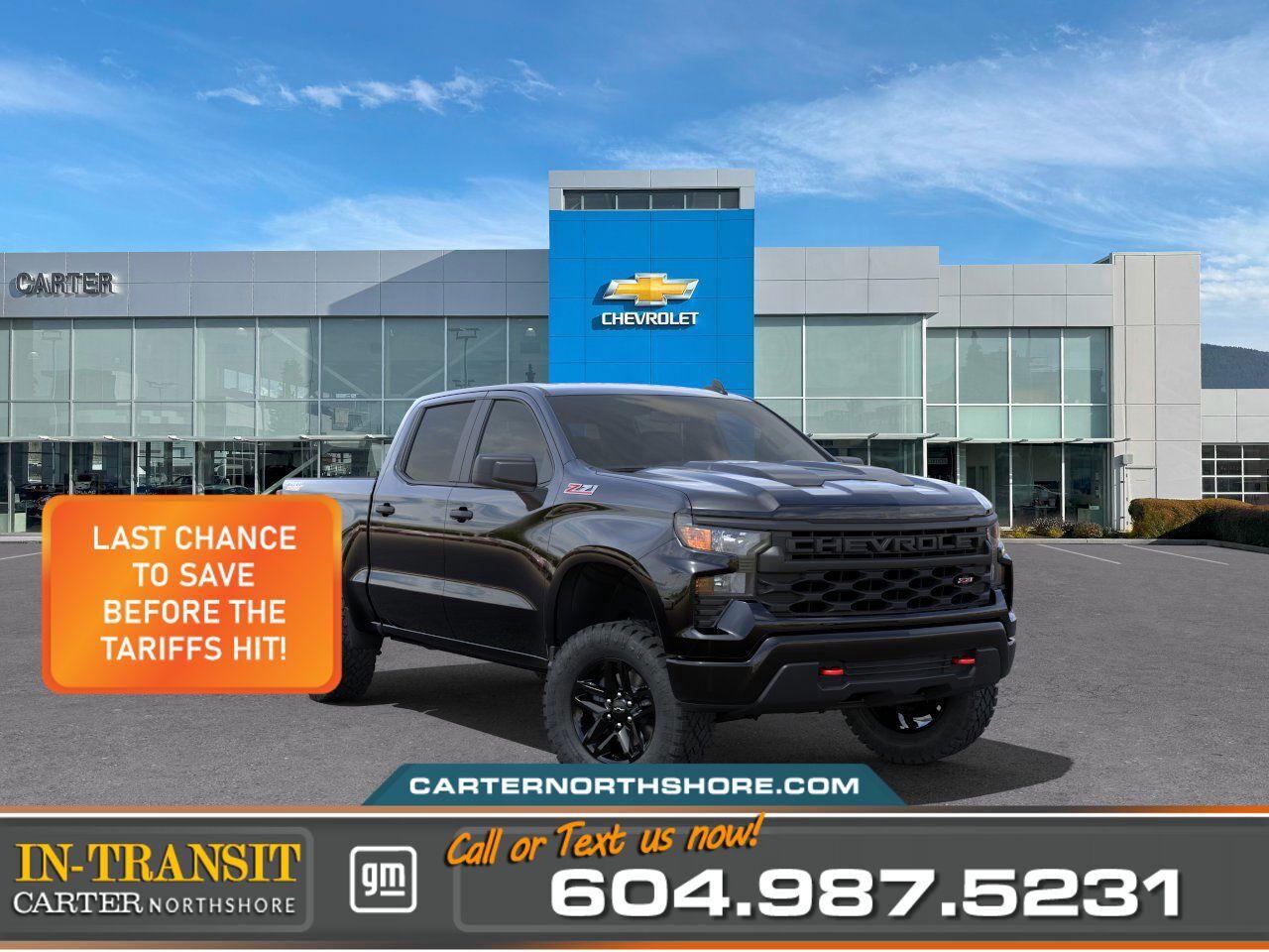 New 2025 Chevrolet Silverado 1500 SHORT BOX CREW CAB 4WD/Custom Trail Boss for sale in North Vancouver, BC