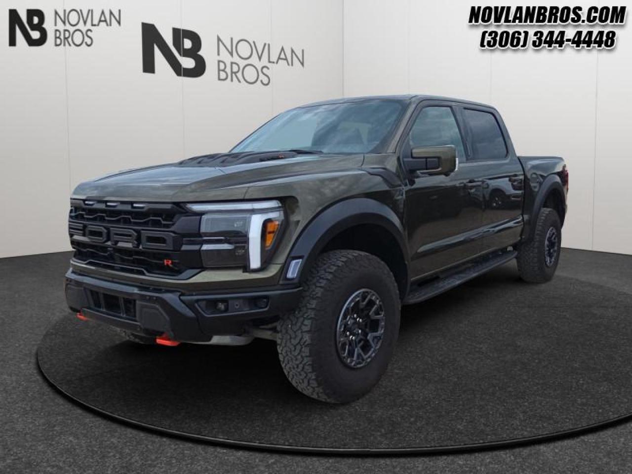 <b>Navigation, Sunroof, Heated Seats, Alloy Wheels, Rear View Camera!</b><br> <br> Check out our great inventory of pre-owned vehicles at Novlan Brothers!<br> <br>   A true class leader in towing and hauling capabilities, this 2024 Ford F-150 isnt your usual work truck, but the best in the business. This  2024 Ford F-150 is for sale today in Paradise Hill. <br> <br>Just as you mould, strengthen and adapt to fit your lifestyle, the truck you own should do the same. The Ford F-150 puts productivity, practicality and reliability at the forefront, with a host of convenience and tech features as well as rock-solid build quality, ensuring that all of your day-to-day activities are a breeze. Theres one for the working warrior, the long hauler and the fanatic. No matter who you are and what you do with your truck, F-150 doesnt miss.This  Crew Cab 4X4 pickup  has 30,500 kms. Its  shelter green in colour  . It has a 10 speed automatic transmission and is powered by a  720HP 5.2L 8 Cylinder Engine. <br> <br> Our F-150s trim level is Raptor R. This Raptor R steps things up with unique interior and exterior styling and badging and an uprated power plant, along with forged aluminum wheels, Baja ready suspension made by Fox Racing, unique leather seats that are heated and cooled, exclusive wide body fender flares, a proximity key with push button start, a limited slip differential and Ford Co-Pilot360 that features lane keep assist, blind spot detection, pre-collision assist, automatic emergency braking and rear parking sensors. Additional features include unique aluminum wheels, SYNC 4 with enhanced voice recognition featuring Apple CarPlay and Android Auto, FordPass Connect 4G LTE, power adjustable pedals, a powerful audio system with SiriusXM radio, cargo box lights, a smart device remote engine start, a leather steering wheel, trail management system, adaptive cruise control and some handy side steps to help when entering and exiting this incredible pickup truck! This vehicle has been upgraded with the following features: Navigation, Sunroof, Heated Seats, Alloy Wheels, Rear View Camera, Remote Engine Start, Power Tailgate. <br> To view the original window sticker for this vehicle view this <a href=http://www.windowsticker.forddirect.com/windowsticker.pdf?vin=1FTFW1RJ2RFA90241 target=_blank>http://www.windowsticker.forddirect.com/windowsticker.pdf?vin=1FTFW1RJ2RFA90241</a>. <br/><br> <br>To apply right now for financing use this link : <a href=http://novlanbros.com/credit/ target=_blank>http://novlanbros.com/credit/</a><br><br> <br/><br>The Novlan family is owned and operated by a third generation and committed to the values inherent from our humble beginnings.<br> Come by and check out our fleet of 20+ used cars and trucks and 110+ new cars and trucks for sale in Paradise Hill.  o~o