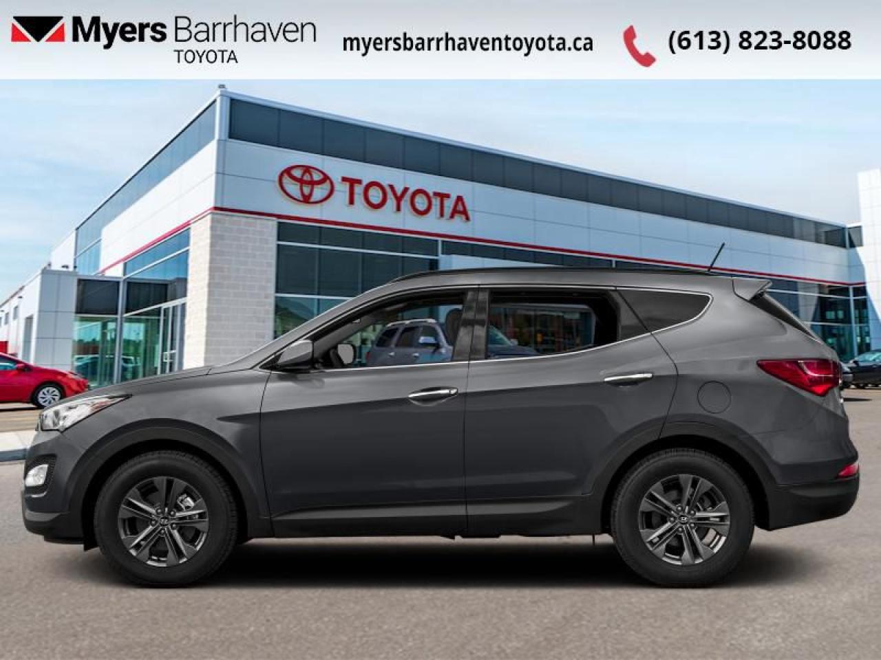 <b>Low Mileage!</b><br> <br>  Compare at $14536 - Our Live Market Price is just $13977! <br> <br>   The 2015 Hyundai Santa Fe Sport offers flexible cabin space, excellent performance for an SUV and ultimate comfort features. Everything that a great SUV should contain. This  2015 Hyundai Santa Fe Sport is fresh on our lot in Ottawa. <br> <br>Boasting with multiple smart safety features, an excellent range of engines all of which are great performers and unmistakable styling, the Santa Fe Sport is simply an all in one package. This SUV is a proven capable off road warrior that is timid enough to be civilized and refined on the road. With a spacious cabin, and multiple modern options as standard, the value for money is at a high level. Look no further, the 2015 Santa Fe Sport is your new versatile SUV.This low mileage  SUV has just 79,147 kms. Its  grey in colour  . It has an automatic transmission and is powered by a  smooth engine.  It may have some remaining factory warranty, please check with dealer for details. <br> <br>To apply right now for financing use this link : <a href=https://www.myersbarrhaventoyota.ca/quick-approval/ target=_blank>https://www.myersbarrhaventoyota.ca/quick-approval/</a><br><br> <br/><br> Buy this vehicle now for the lowest bi-weekly payment of <b>$136.80</b> with $0 down for 60 months @ 9.99% APR O.A.C. ( Plus applicable taxes -  Plus applicable fees   ).  See dealer for details. <br> <br>At Myers Barrhaven Toyota we pride ourselves in offering highly desirable pre-owned vehicles. We truly hand pick all our vehicles to offer only the best vehicles to our customers. No two used cars are alike, this is why we have our trained Toyota technicians highly scrutinize all our trade ins and purchases to ensure we can put the Myers seal of approval. Every year we evaluate 1000s of vehicles and only 10-15% meet the Myers Barrhaven Toyota standards. At the end of the day we have mutual interest in selling only the best as we back all our pre-owned vehicles with the Myers *LIFETIME ENGINE TRANSMISSION warranty. Thats right *LIFETIME ENGINE TRANSMISSION warranty, were in this together! If we dont have what youre looking for not to worry, our experienced buyer can help you find the car of your dreams! Ever heard of getting top dollar for your trade but not really sure if you were? Here we leave nothing to chance, every trade-in we appraise goes up onto a live online auction and we get buyers coast to coast and in the USA trying to bid for your trade. This means we simultaneously expose your car to 1000s of buyers to get you top trade in value. <br>We service all makes and models in our new state of the art facility where you can enjoy the convenience of our onsite restaurant, service loaners, shuttle van, free Wi-Fi, Enterprise Rent-A-Car, on-site tire storage and complementary drink. Come see why many Toyota owners are making the switch to Myers Barrhaven Toyota. <br>*LIFETIME ENGINE TRANSMISSION WARRANTY NOT AVAILABLE ON VEHICLES WITH KMS EXCEEDING 140,000KM, VEHICLES 8 YEARS & OLDER, OR HIGHLINE BRAND VEHICLE(eg. BMW, INFINITI. CADILLAC, LEXUS...) o~o