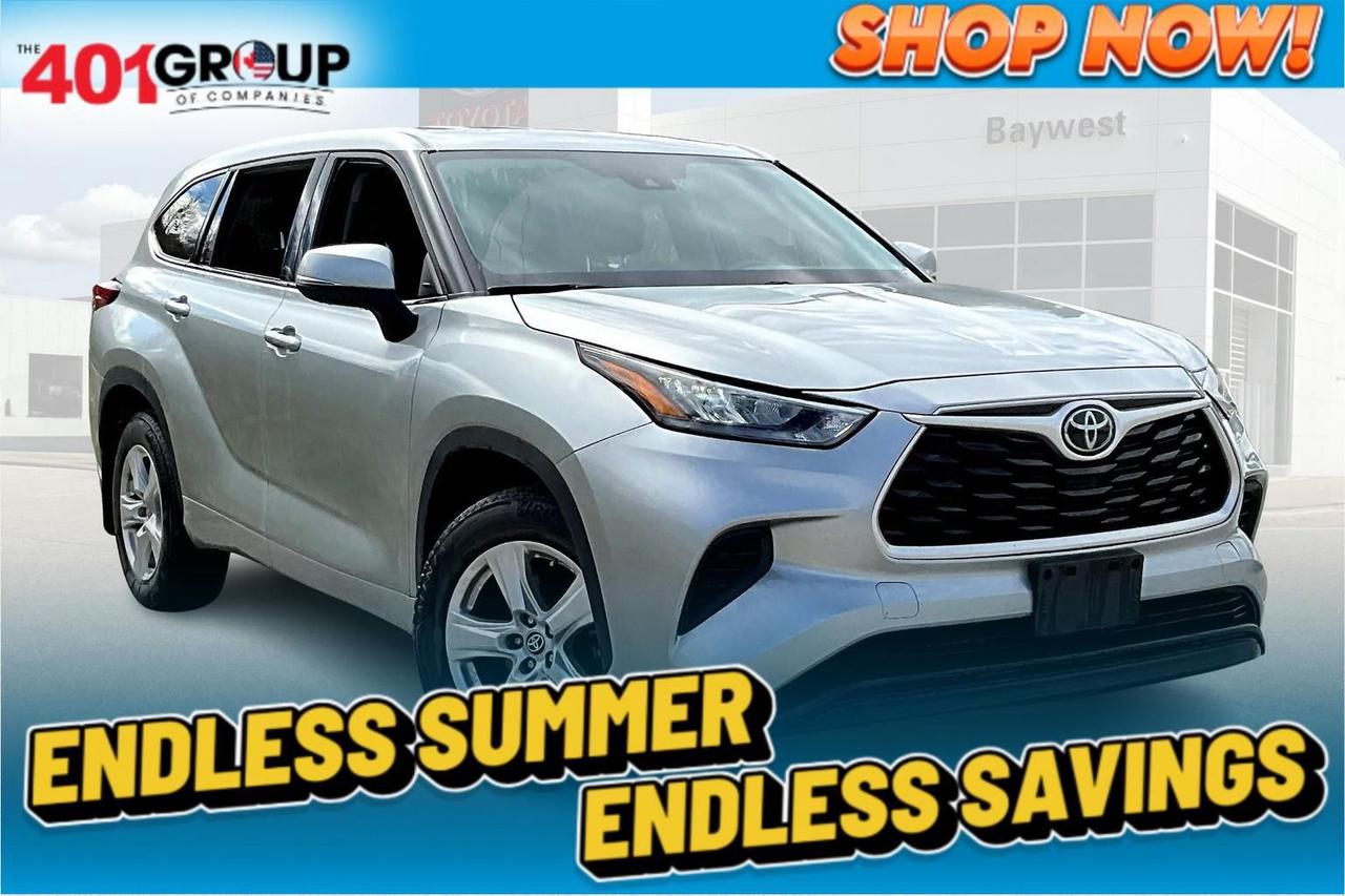 AWD.<br><br><br>Here at Baywest Toyota our vehicles are reconditioned to the highest standard, regardless of which vehicle you are purchasing from us. We go above and beyond Ontario Safety Standards to ensure our clients highest satisfaction with our vehicles result. Whether its our reconditioning process on the vehicles exterior, or under the hood, every vehicle is handled with pride and care.<br><br>2020 Toyota Highlander LE AWD 8-Speed Automatic<br><br>Optional Finance and Lease terms are available. Contact us for details. Baywest Nissan Pre-Owned Vehicles come standard with only one key. Every reasonable effort is made to ensure the accuracy of the information listed above, but errors happen. We reserve the right to change or amend these offers. The vehicle pricing, incentives, options (including standard equipment), and technical specifications listed, may not match the exact vehicle displayed. All finance pricing listed is O.A.C.<br><br>Awards:<br>  * ALG Canada Residual Value Awards