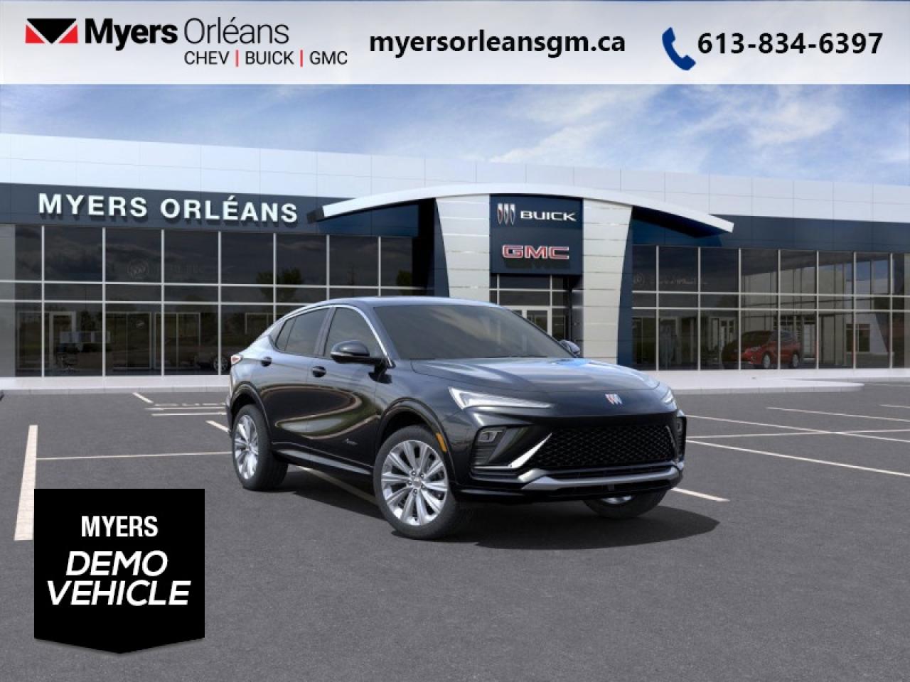 <b>Low Mileage, Leather Seats!</b><br> <br> <br> <br>For more than 80 years, the Myers Automotive Group has brought exceptional vehicles and world-class service to drivers in the Ottawa area. Myers Orleans Chevrolet Buick GMC is proud to serve Greater Ottawa, and to continue the tradition of excellence that the Myers name is known for. We are your trusted and professional choice since 1942!<br> <br>This 2025 Envista provides a refreshingly new take on what a crossover SUV should be. <br> <br>Buicks represents a bold foray into the crossover SUV segment, and debuts with arresting styling and a suite of awesome tech and safety features. The swooping roofline and bold proportions make for a certain head-turner when on the move. With impressive performance and satisfying dynamics, this Buick Envista is sure to impress.<br> <br>This Ebony Twilight Metallic SUV has an Automatic transmission and is powered by a 137HP 1.2L 3 Cylinder Engine. <br> <br> Our Envistas trim level is Avenir. This range-topping Envista Avenue adds in a power open/close moonroof, perforated leather seats, a wireless charging pad and a power liftgate for rear cargo access, and comes loaded with amazing standard features such as heated front seats with lumbar adjustment, a heated steering wheel, remote engine start, wi-fi hotspot capability, and an 11-inch diagonal touchscreen with wireless Apple CarPlay and Android Auto, with SiriusXM streaming radio. Additional features include adaptive cruise control, lane keeping assist with lane departure warning, lane change alert with blind zone alert, and a rear vision camera. This vehicle has been upgraded with the following features: Leather Seats. This is a demonstrator vehicle driven by a member of our staff, so we can offer a great deal on it.<br><br> <br>To apply right now for financing use this link: <a href=https://www.myersorleansgm.ca/FinancePreQualForm target=_blank>https://www.myersorleansgm.ca/FinancePreQualForm</a><br><br> <br/> Total  rebate of $2000 is reflected in the price.   Incentives expire 2026-02-02.  See dealer for details. <br> <br>At Myers Orleans Chevrolet, youll find an impressive inventory of brand-new Chevrolet, Buick, and GMC vehicles. But we dont stop there! We also offer an amazing array of gently-used cars, trucks, and SUVs from Chevrolet, as well as a selection of alternate-brand used vehicles from some of Canadas favourite auto makers. When you choose to shop with Myers, youre not limited to what you can find on our well-appointed lot. Youve got the resources of an entire automotive group at your fingertips! Our friendly, no-pressure sales team will go through your list of must-haves, and will match you with the vehicle from Myers that checks off all the right boxes.<br> Come by and check out our fleet of 20+ used cars and trucks and 240+ new cars and trucks for sale in Orleans.  o~o