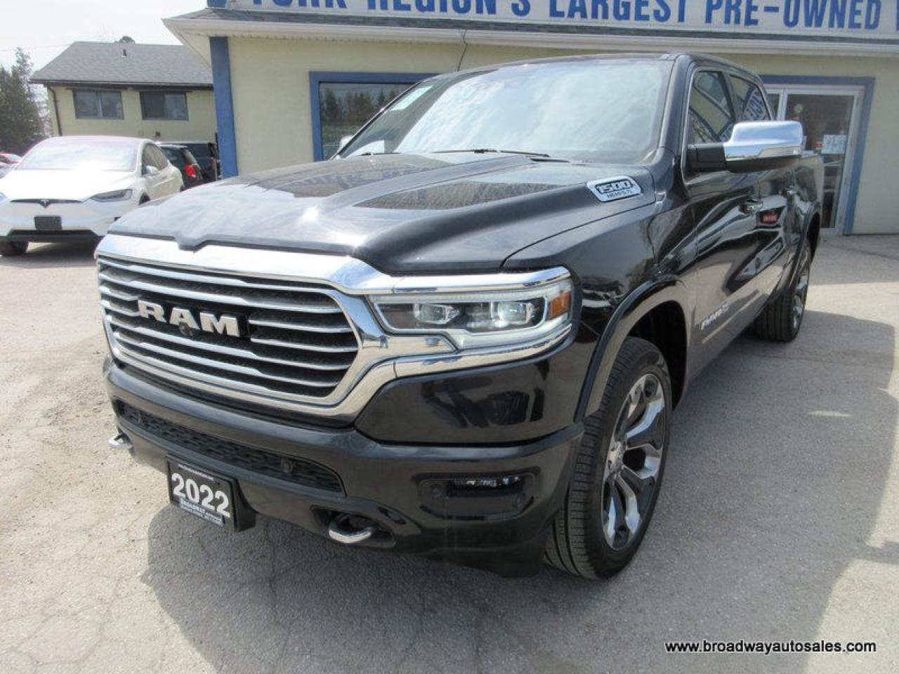 2022 RAM 1500 LOADED LONG-HORN-PACKAGE 5 PASSENGER 5.7L - HEMI.. 4X4.. CREW-CAB.. SHORTY.. NAVIGATION.. LEATHER.. HEATED/AC SEATS.. POWER PEDALS..
