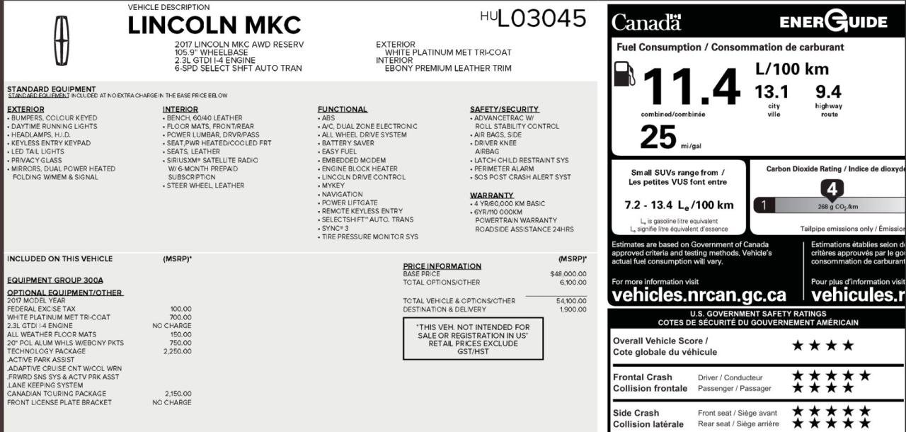 <p>The 2017 Lincoln MKC Reserve 2.3L, a standout addition to our inventory, is now available at Victory Ford Lincoln. Elevate your driving experience with this exceptional model.<br />
On this MKC Reserve AWD 2.3Lyou will find features like;<br />
<br />
Panoramic Sunroof</p>

<p>Navigation</p>

<p>Adaptive Crusie Control</p>

<p>Lane Keeping AId</p>

<p>BLIS</p>

<p>Remote Start</p>

<p>Heated and Cooled Leather Seats</p>

<p>Heated Rear Seats</p>

<p>Heated Steering Wheel</p>

<p>Forward and Reverse Sensing System</p>

<p>Power Windows</p>

<p>Power Locks</p>

<p>Power Seats</p>

<p>and so much more!!<br />
<br />
Special Sale price listed is available to finance purchases only on approved credit. Price of vehicle may differ with other forms of payment.<br />
<br />
***3 month comprehensive warranty included on vehicles under ten years old and with less than 160,000KM<br />
<br />
We use no hassle no haggle live market pricing! Save money and time.<br />
All prices shown include all fees. Reconditioning and Full Detailing. Taxes and Licensing extra.<br />
<br />
All Pre-Owned vehicles come standard with one key. If we received additional keys from the previous owner they will be with the vehicle upon delivery at no cost. Additional keys may be purchased at customers requested and expense.<br />
<br />
Book your appointment today!</p>