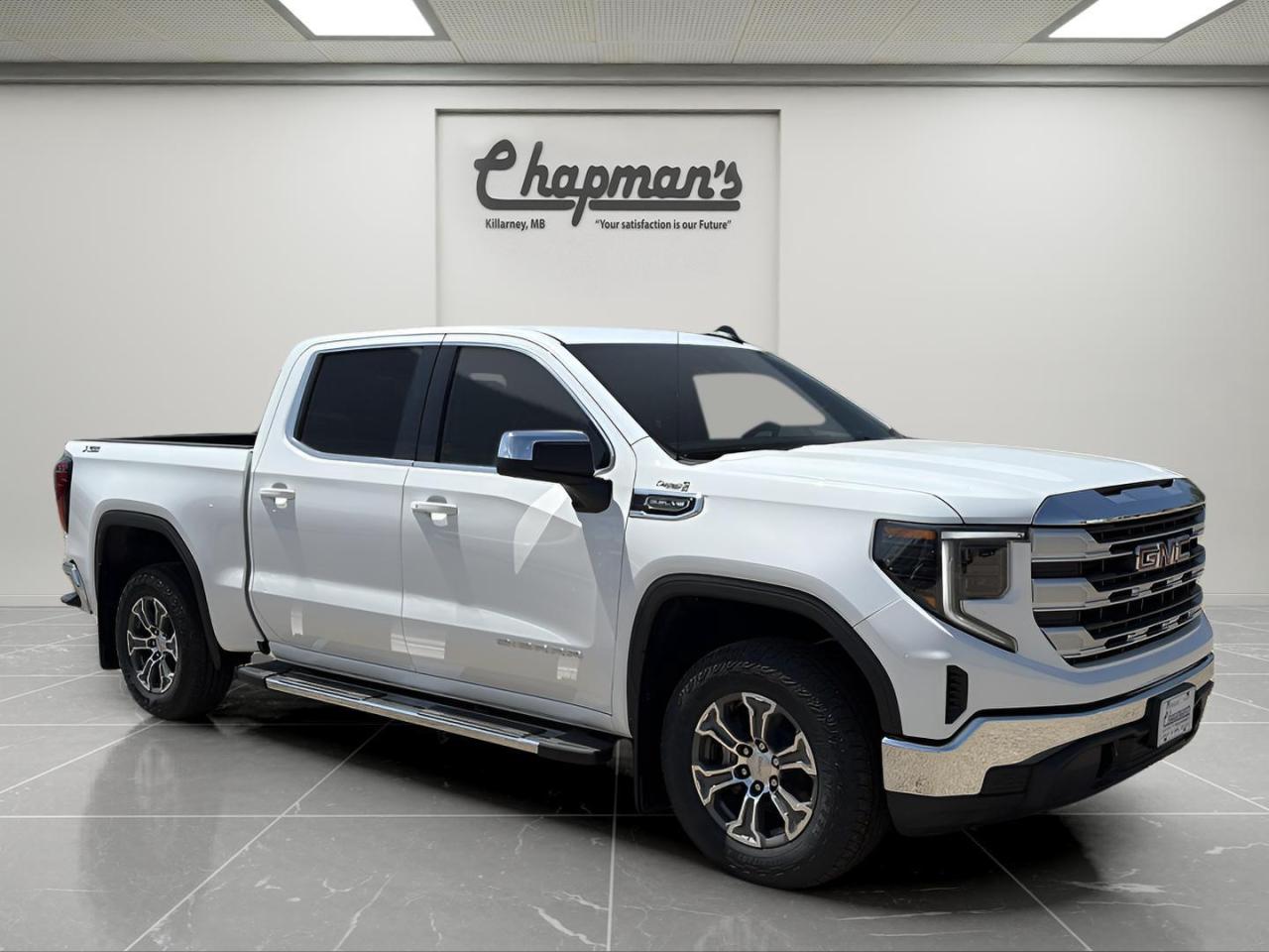 Heated Front Seats, Heated Steering Wheel, HD Rear Vision Camera, Power Driver Seat, Rear 60/40 Folding Bench Seat, Passenger 4-Way Manual Seat Adjuster, Power Windows, Deep Tint Glass, Air Moisture & W/S Temp Sensor, Power Door Locks, Keyless Open, Front 40/20/40 Bench Seats, Rear Wheelhouse Liners, Remote Start Package, Push Button Start, Remote Vehicle Start, Rear Bumper Cornersteps, Autotrac Two-Speed Transfer Case, GMC Pro Safety, Wireless Phone Projection, GMC MultiPro Tailgate, X31 Off-Road and Protection Package, Off-Road Suspension, Hill Descent Control, Skid Plates, Heavy-Duty Air Filter, 2-Spd Autotrac Transfer Case, Dual Exhaust System, Spray-On Bedliner, All-Weather Floor Liners, Steel Spare Wheel, Rear Seat Reminder, Tire Carrier Lock, Buckle to Drive, Teen Driver Mode, SiriusXM Radio, USB Ports, OnStar, Wi-Fi Hotspot, Following Distance Indicator, Forward Collision Alert, LED Cargo Bed Lighting, 18 Machined Aluminum Wheels W/ Dark Grey Metallic Accents, Rear Window Defogger, Dual Zone Automatic Climate Control, Hitch Guidance, Power Heated Outside Mirrors, Stop-Start System Override Engine Control, 4WD, Automatic Locking Rear Differential, Summit White Exterior, Jet Black Interior, GMC Premium Infotainment System, 13.4 Colour Touchscreen with Google Built-In Compatibility, Nav Capability, Bluetooth, 4-Wheel Disc Brakes, Brake Lining Wear Indicator, Hill Descent Control, Trailer Brake Controller, Engine Block Heater, Cruise Control, Heavy-Duty Air Filter, Engine Oil Cooler, 120V AC Instrument Panel & Cargo Bed Power Outlets, Transmission Oil Cooler, 170 Amp Alternator, 5.3L Ecotec3 V8 Engine, 10-Spd Automatic Transmission, Dual Exhaust, Telescopic Steering Wheel, Lane Keep Assist with Lane Departure Warning, Automatic Emergency Braking, Tire Pressure Monitoring System, Steering Wheel Controls, Front Pedestrian Braking, Switch-Flexride Mode System, Theft-Deterrent System, Black Front Recovery Hooks, Wi-Fi Hotspot Capable, X31 Off-Road Package, Off-Road Suspension, Hill Descent Control, Skid Plates, Heavy-Duty Air Filter, Dual Exhaust System, Rear Wheelhouse Liners, Canadian Base Equipment, Trailering Equipment, Tubular Assist Steps. 
2 Year/24,000 kilometer* Complimentary Oil Changes (2 total)
3 Year/60,000 kilometer* Base Warranty Coverage
5 Year/100,000 kilometer* Powertrain Component Warranty Coverage
5 Year/100,000 kilometer* Courtesy Transportation and 24/7 Roadside Assistance
6 Year/160,000 kilometer* Sheet Metal (Rust Through) Perforation Warranty Coverage
*Whichever Comes First.
Price Includes HD Flaps & 6 Tube Steps.
Price Includes Dealer Fee.
Price Excludes PST & GST.
Financing Options Available, Call For More Details.
<p><span style=font-size:14px><strong><span style=font-family:Calibri,sans-serif>*While every reasonable effort is made to ensure the accuracy of this information, we are not responsible for any error or omissions contained on these pages. Please verify any information in question with Chapman Motors Ltd.</span></strong></span></p>