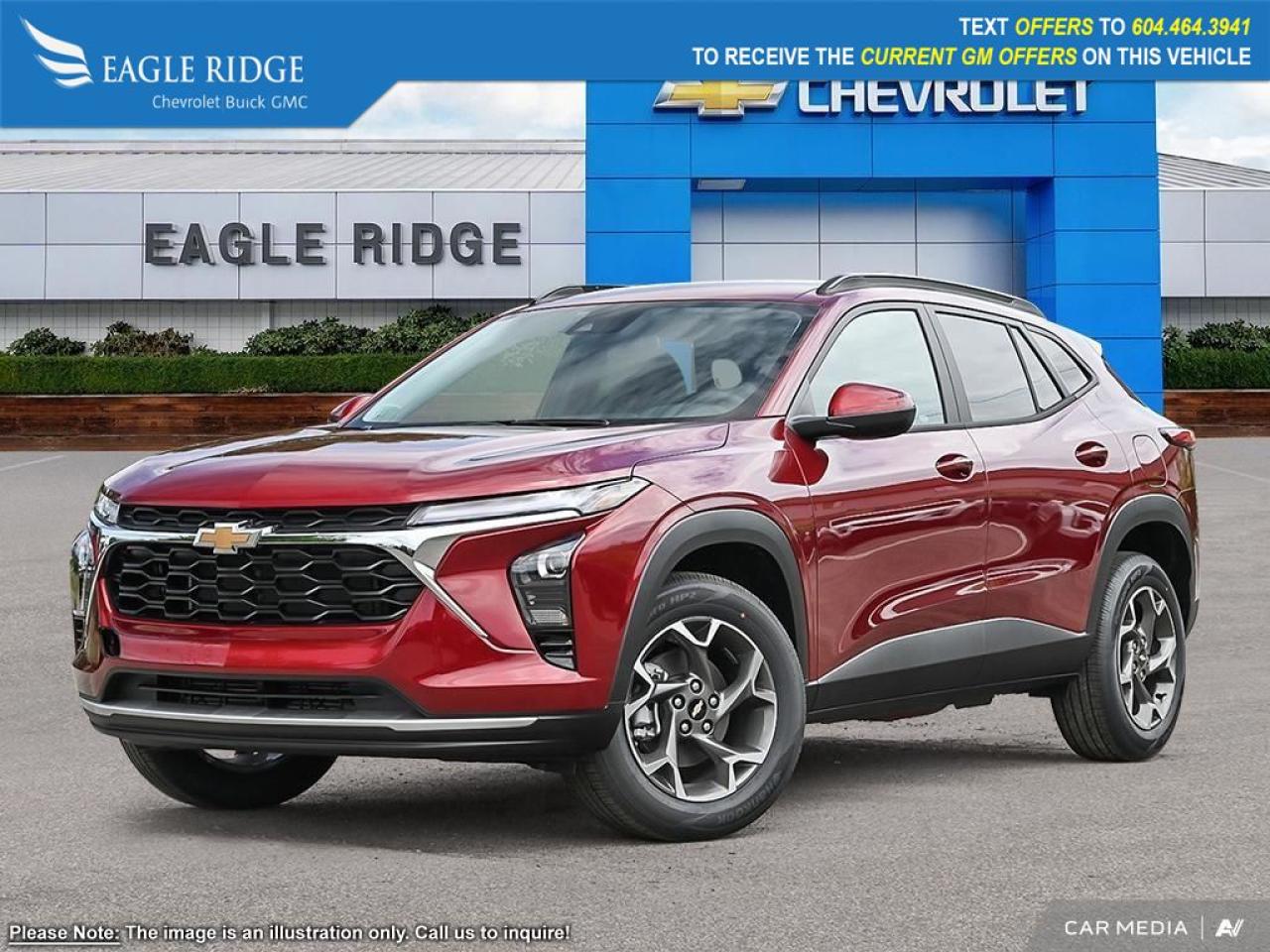 New 2025 Chevrolet Trax LT heated front seats, start/stop functionality, emergency braking, forward collision alert, front pedestrian braking, lane keep assist, USB ports, Apple CarPlay, and Android Auto. for sale in Coquitlam, BC