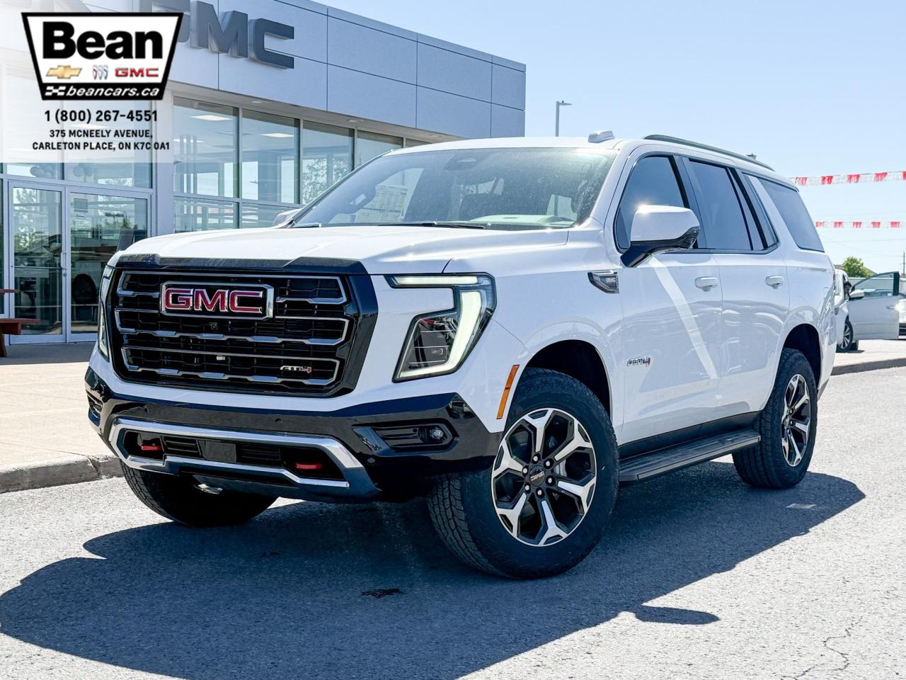 New 2025 GMC Yukon AT4 5.3L V8 WITH REMOTE START/ENTRY, SUNROOF, HEATED SEATS, VENTILATED SEATS, POWER LIFTGATE, HD SURROUND VISION, BOSE SPEAKER SYSTEM for sale in Carleton Place, ON